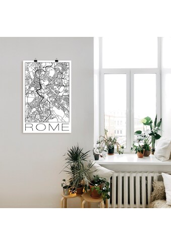 Poster »Retro Karte Rom Italien Schwarz & Weiß«, Italien, (1 St.)