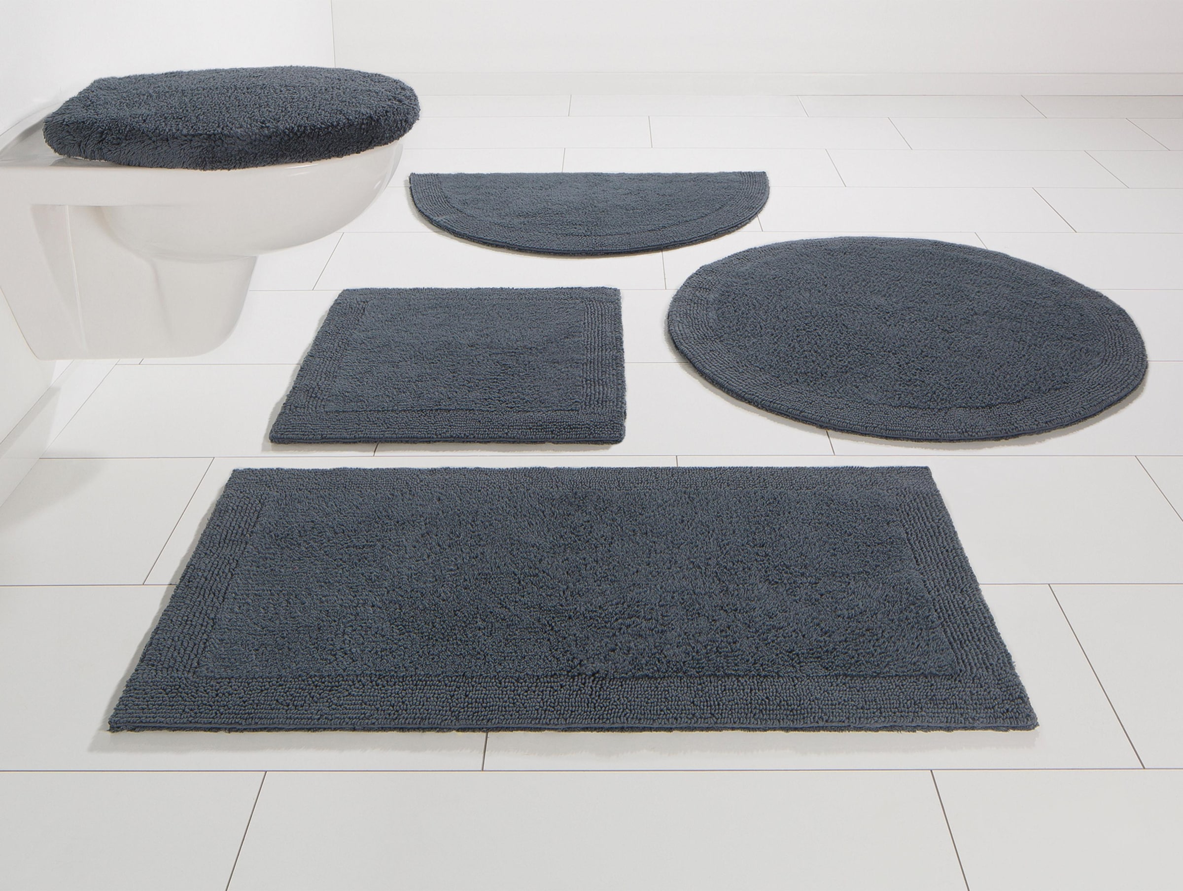 OTTO home Badematte "Kapra, Badvorleger, Badezimmer Teppich" Höhe 14 mm beidseitig nutzbar  fußbodenheizungsgeeignet  strapazierfähig mit Bordüre, Badteppich, Badematte, Baumwolle