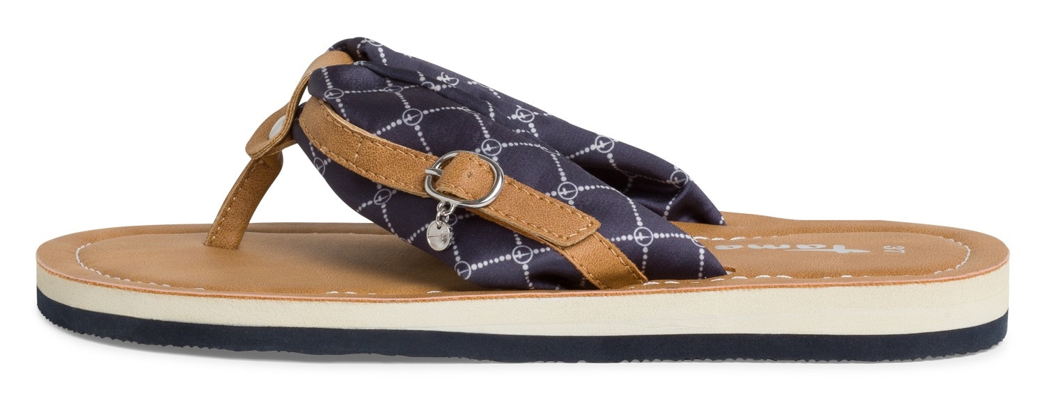 Tamaris Zehentrenner »AVRIL«, Sommerschuh, Flats, Schlappen mit T-Logoanhänger