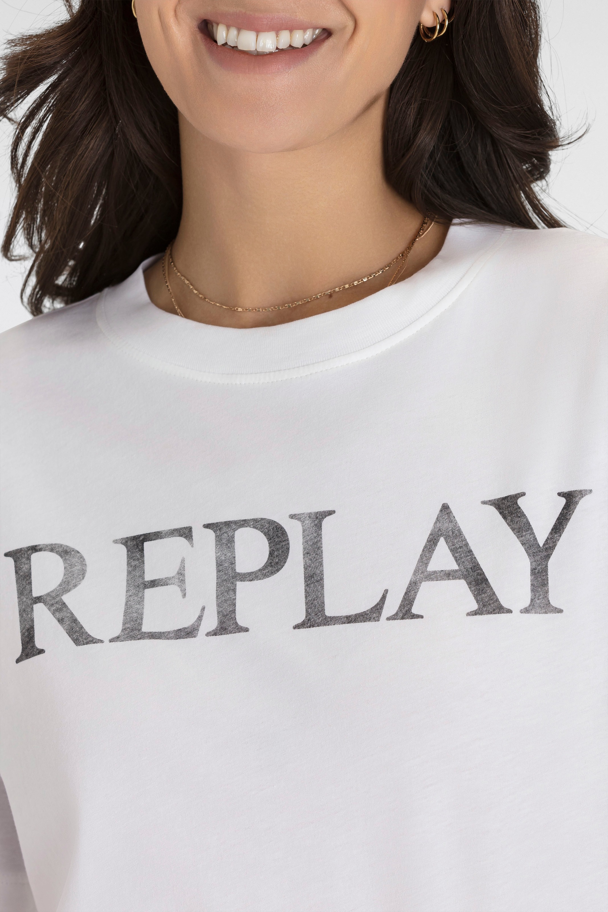 Replay T-Shirt, mit Markenprint vorne