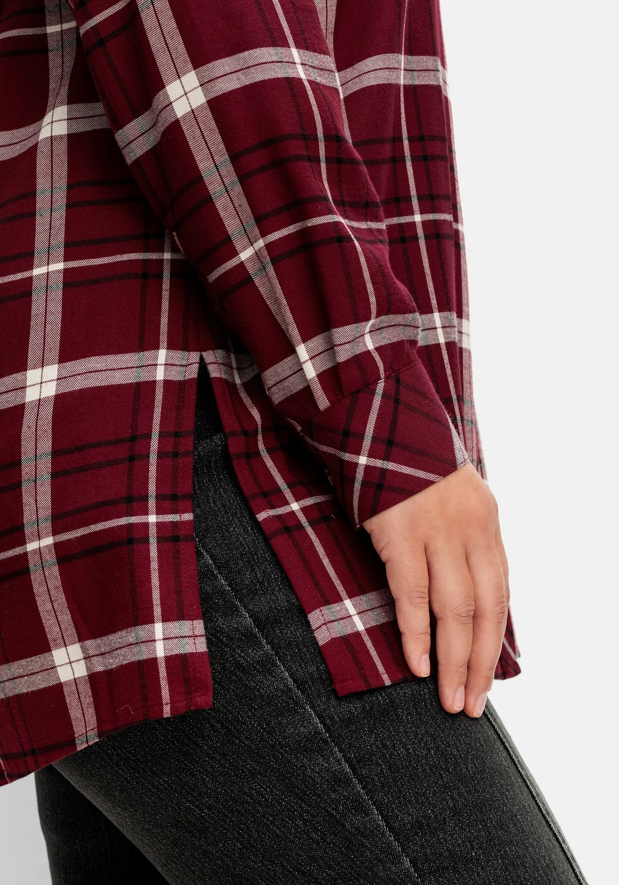 Sheego Hemdbluse »Longbluse mit Kragen und Manschettenärmel«