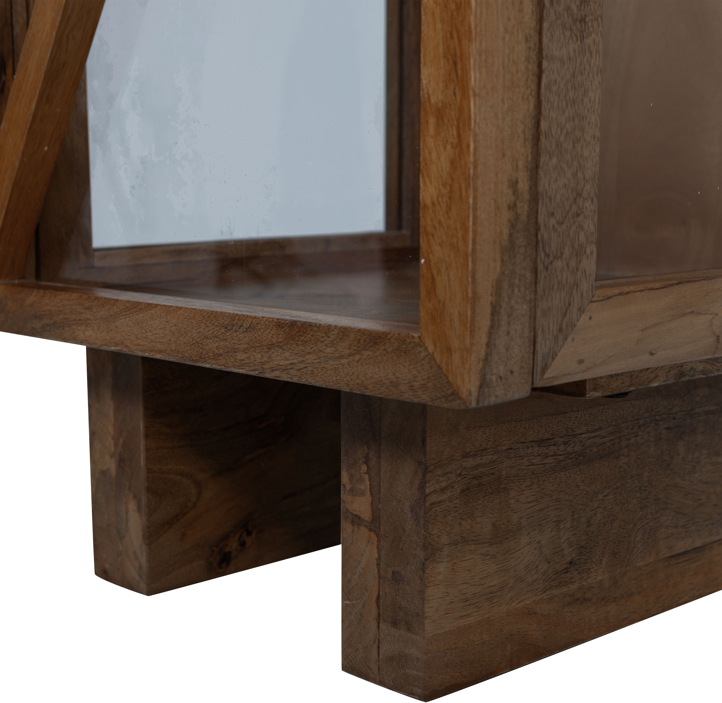WOOOD Vitrine »Kella Mangoholz mit Glastüren und Glaseinlegeböden 40 x 39 x 137 cm« Wandbefestigung empfohlen, Tragkraft 5–7 kg pro Glasboden