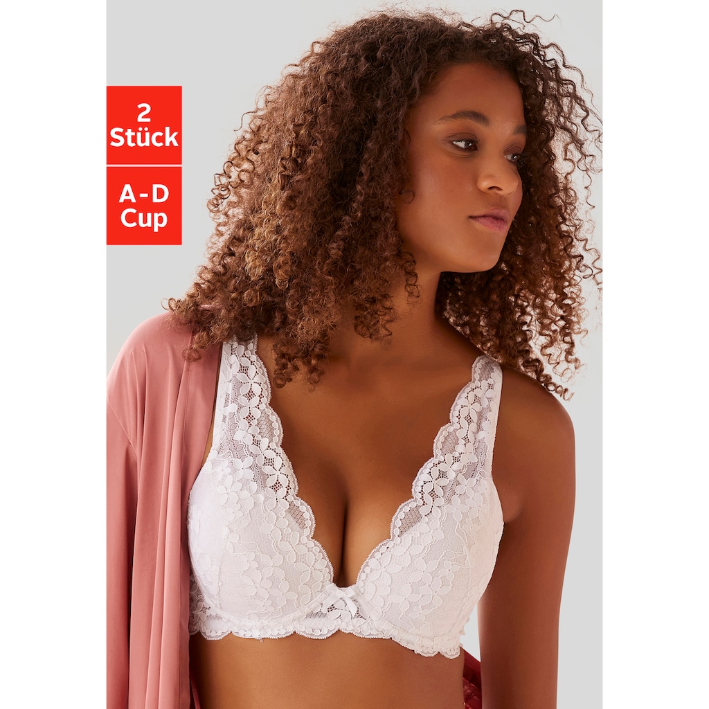 petite fleur Push-up-BH, (Packung, 2 Stück), in High Apex Schnittform, Dessous