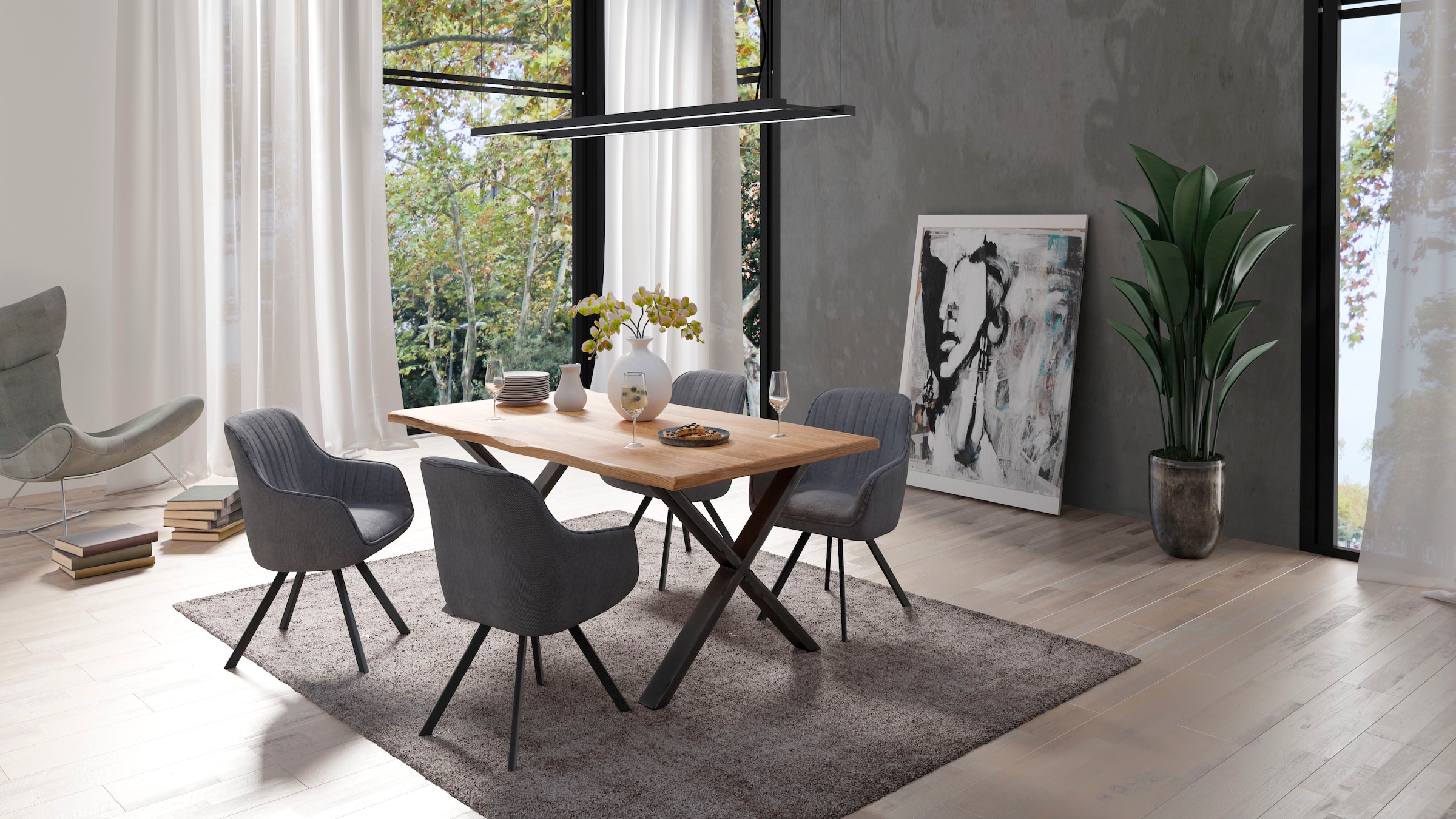 Homexperts Esszimmerstuhl »Carlo«, (Set), 2 St., Cord, Drehstuhl, Bezug in Cord oder Kunstleder