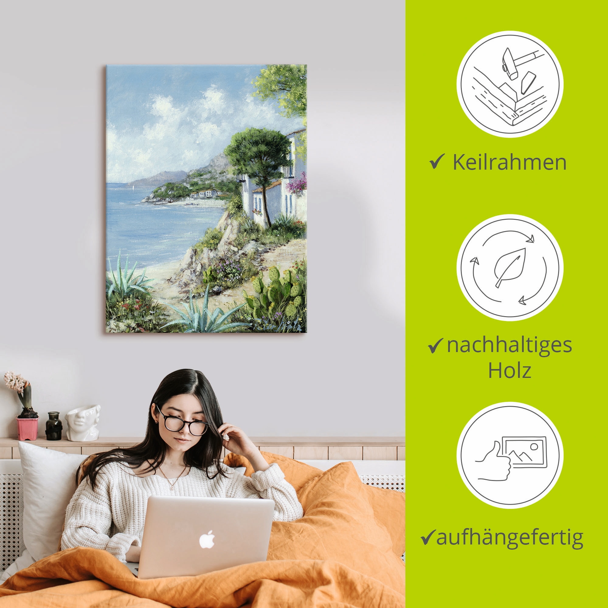 Artland Leinwandbild »Weg zum Meer« Gewässer 1 Stk. tlg. auf Holzrahmen gespannt