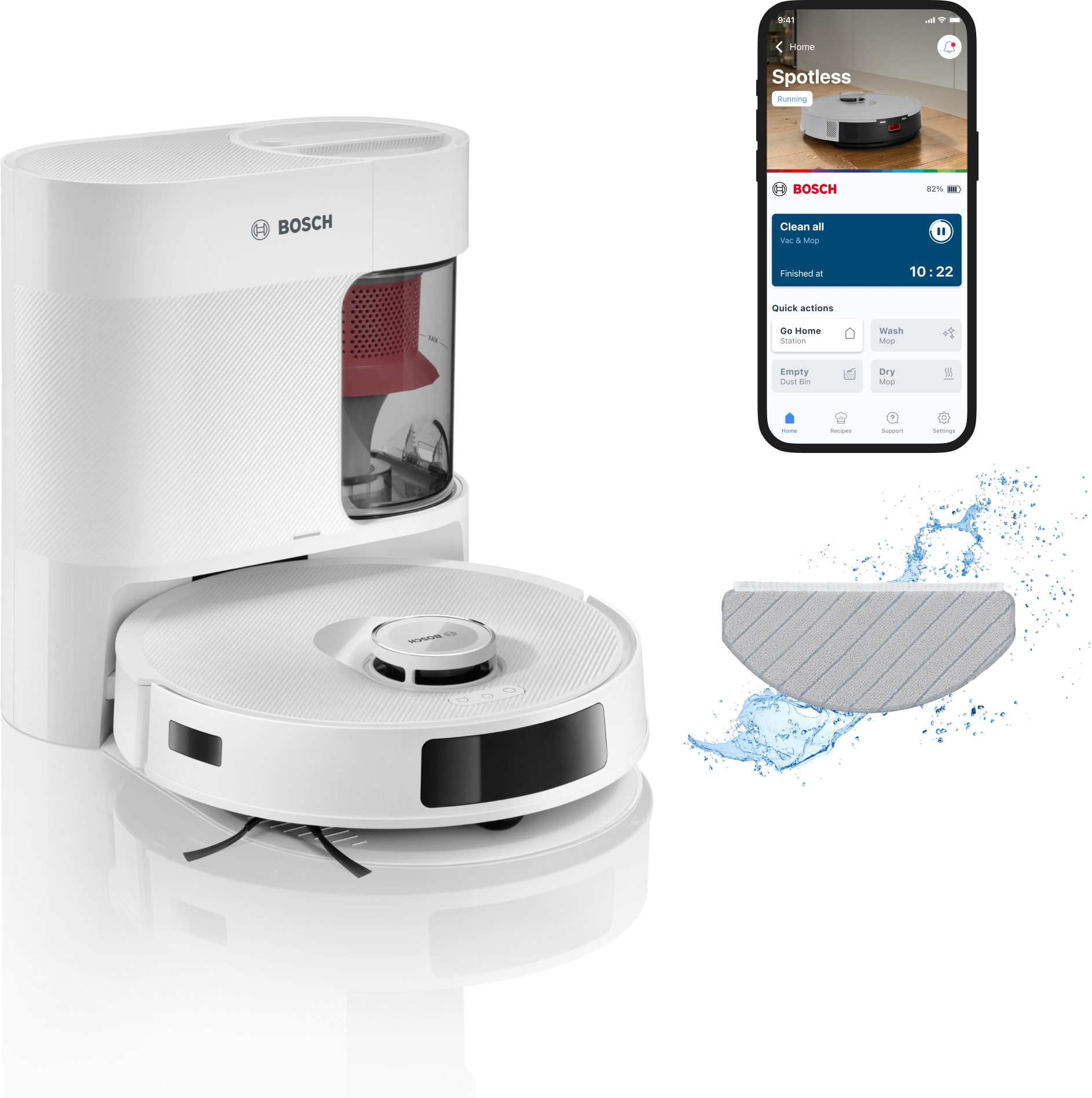 Bosch BCRD2W Spotless Advanced+ Saugroboter (Weiß, Laufzeit: 160 min, mit Absaugstation)