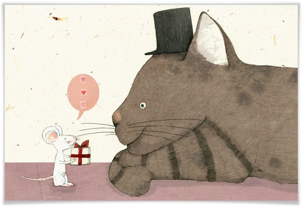 Wall-Art Poster »Loske Katze und Maus Geschenk«, Tiere, (1 St.), Poster,  Wandbild, Bild, Wandposter auf Rechnung kaufen