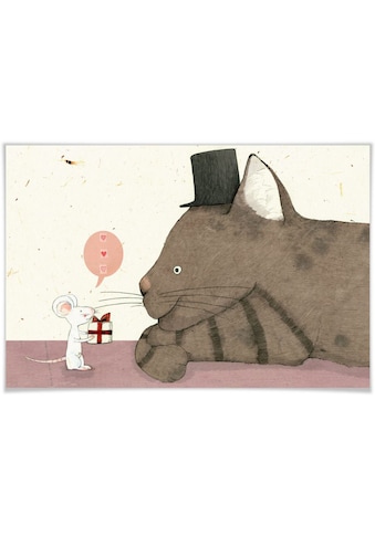 Poster »Loske Katze und Maus Geschenk«, Tiere, (1 St.)