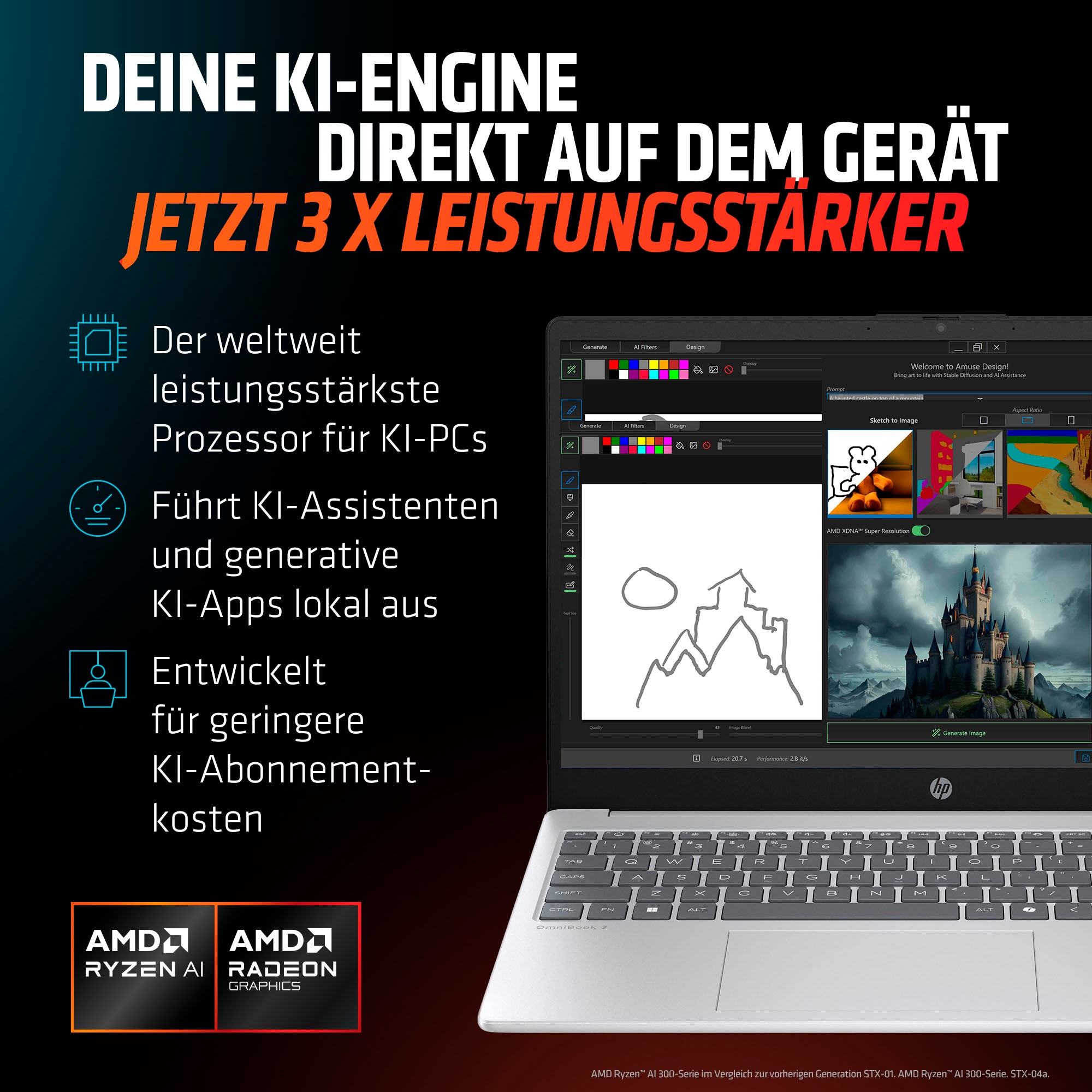 HP Notebook »OmniBook 3 NG AI« 39,62 cm / 15,6 AMD Ryzen™ AI 5 Radeon 820M 512 GB SSD