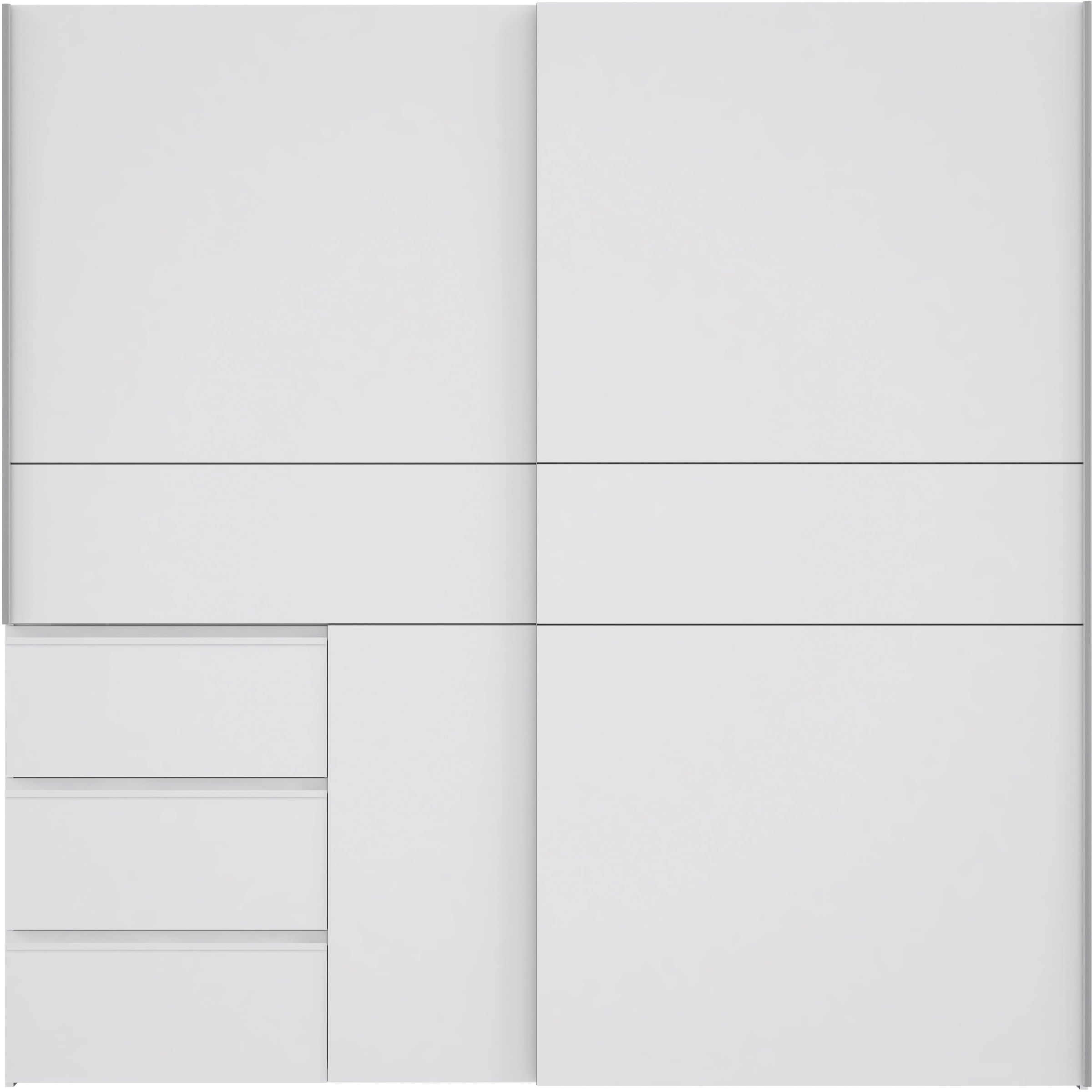FORTE Schwebetürenschrank »Winn, Schiebetürenschrank mit 3 Schubladen, Made in Europe«, (In 2 Größen erhältlich - B/H/T ca. 170x200,5x61cm und 200x200,5x61cm), verschiedene Größen und Farben, sehr viel Stauraum