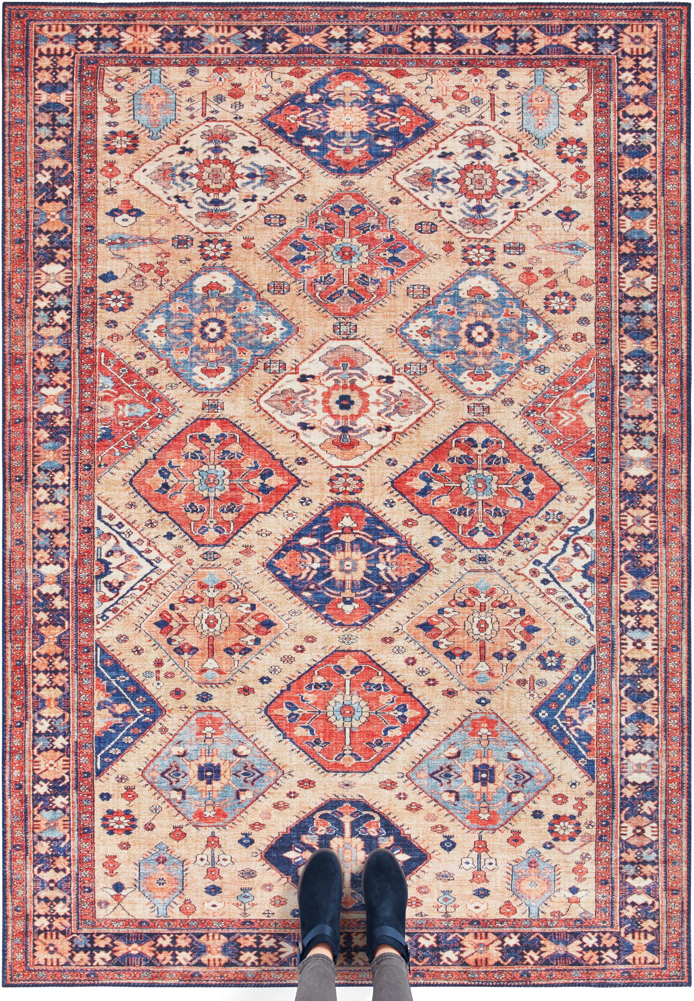 ELLE DECORATION Teppich »Afghan Kelim«, rechteckig, 5 mm Höhe, Orient Optik, Vintage Design, gekettelt, kräftige Farben