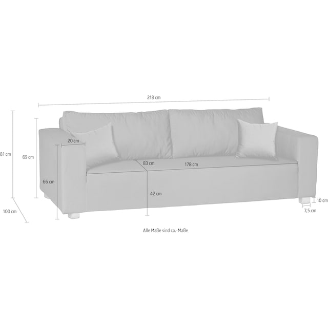 Fink 3-Sitzer »CARLO«, für Outdoor geeignet, UV beständig, Breite 218 cm  online kaufen | mit 3 Jahren XXL Garantie