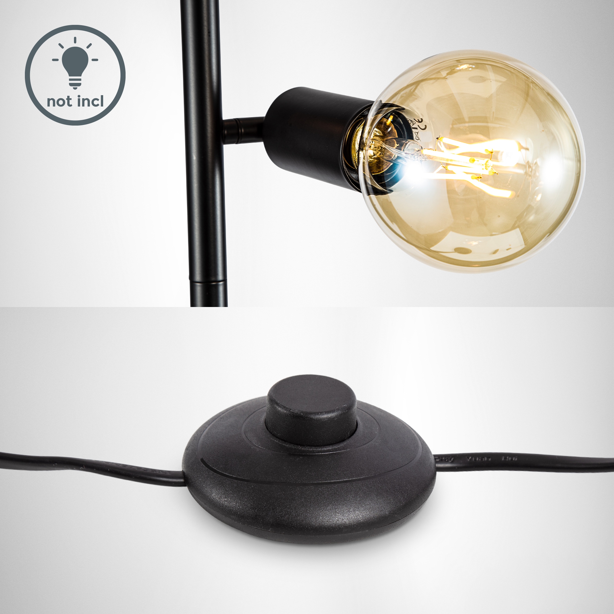 B.K.Licht Stehlampe, 3 flammig, Leuchtmittel E27 | ohne Leuchtmittel, Stehleuchte, 3-flammig, E27, schwenkbar, Retro, Fußschalter, Metall