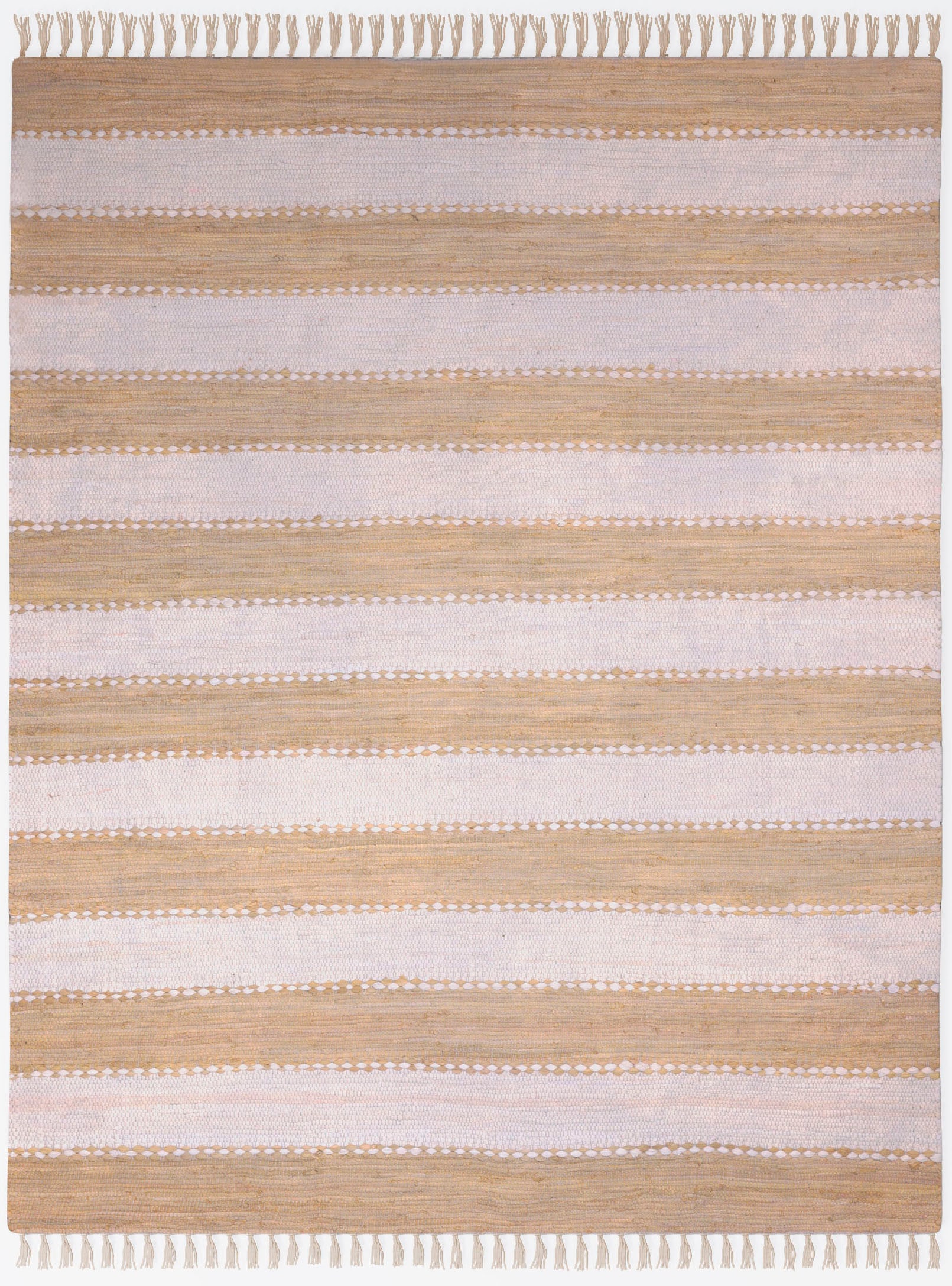 OTTO home Teppich »Benja« rechteckig 10 mm Höhe Handweb Teppich, gestreift, 90% Baumwolle, handgewebt, mit Fransen.