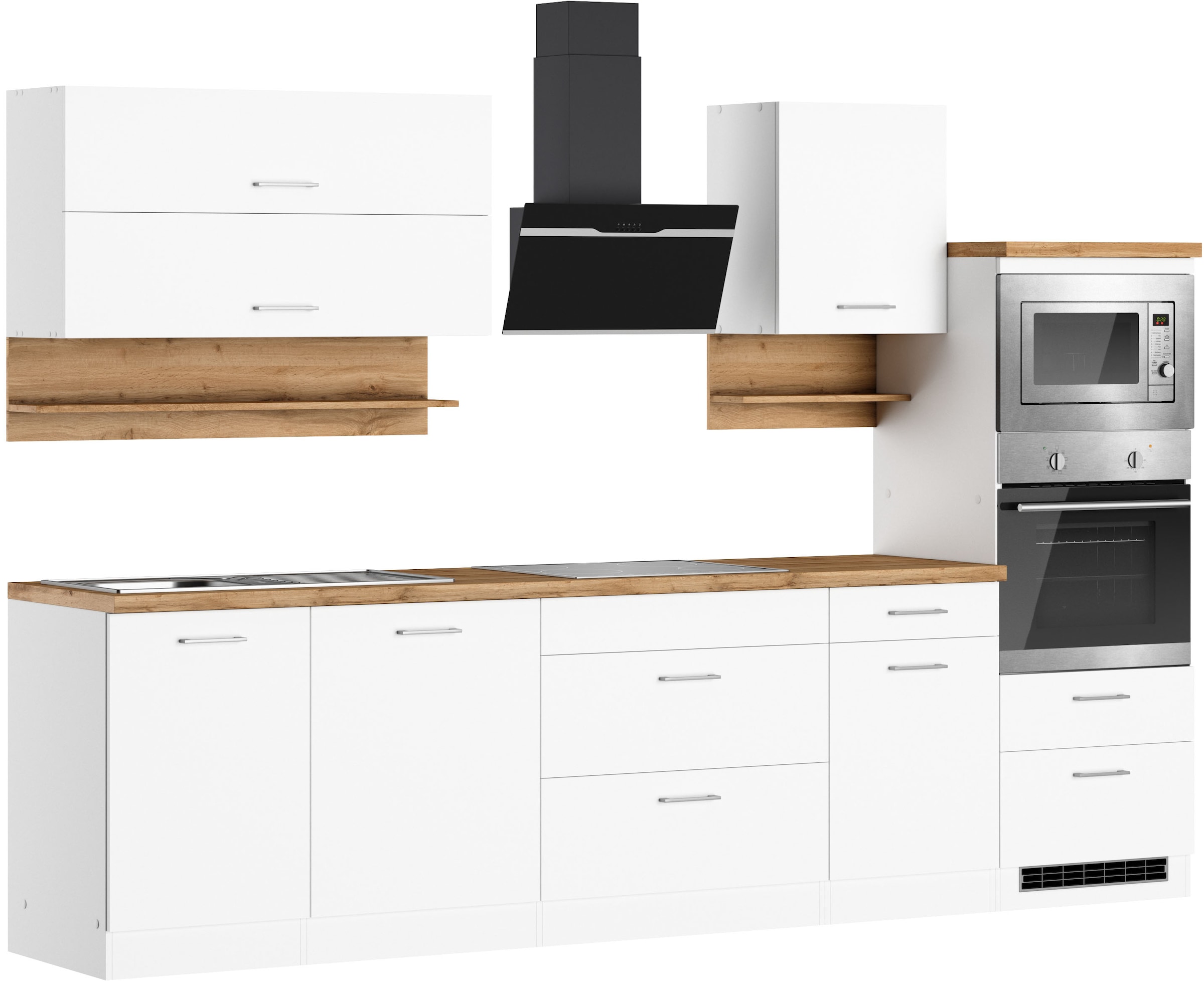 KOCHSTATION Küchenzeile »KS-Milan« 300 cm breit, viel Stauraum, wahlweise mit E-Geräten