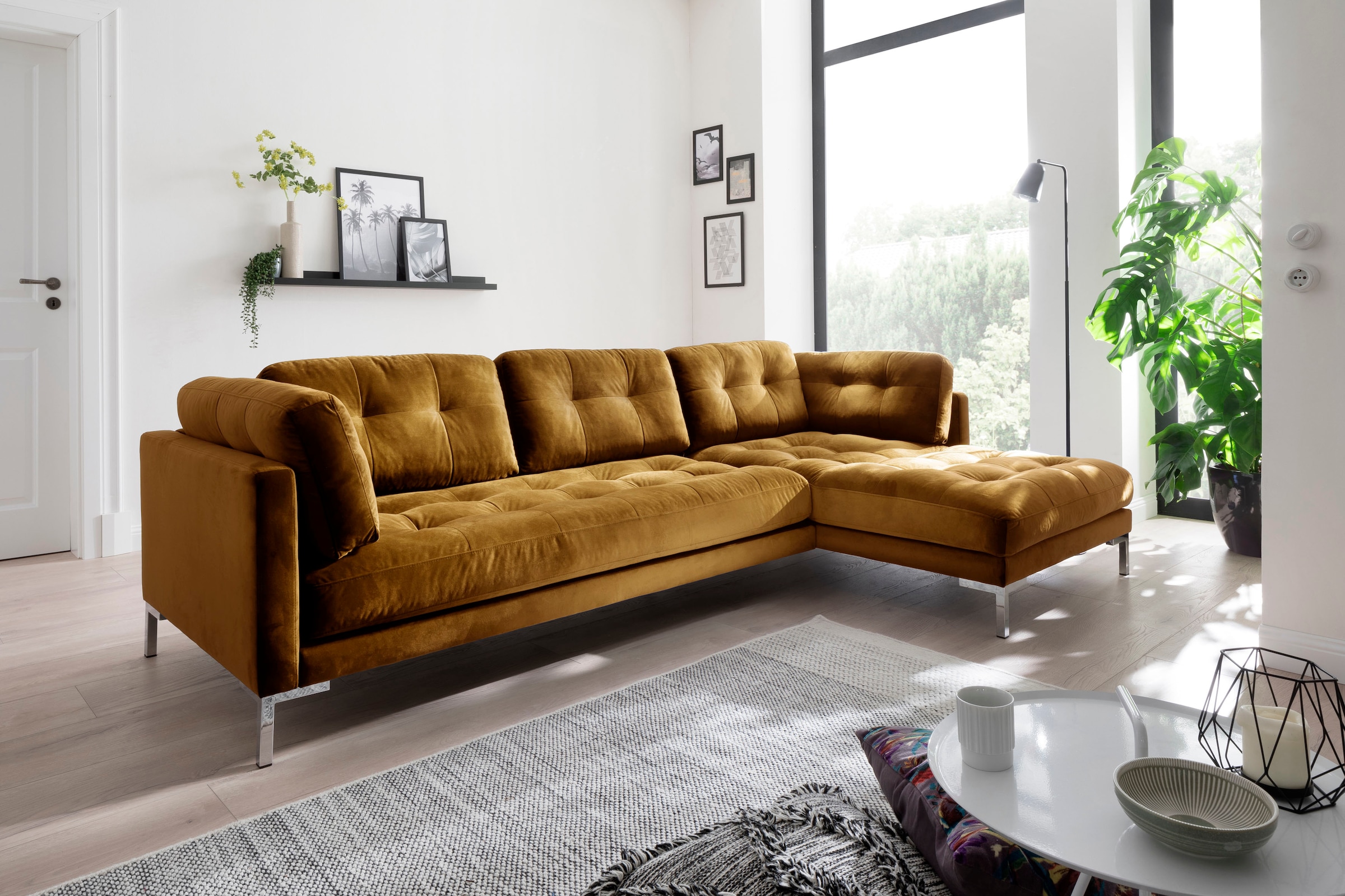 Ecksofa »Landau L-Form«, in Cord-Stoff mit Metallfuß