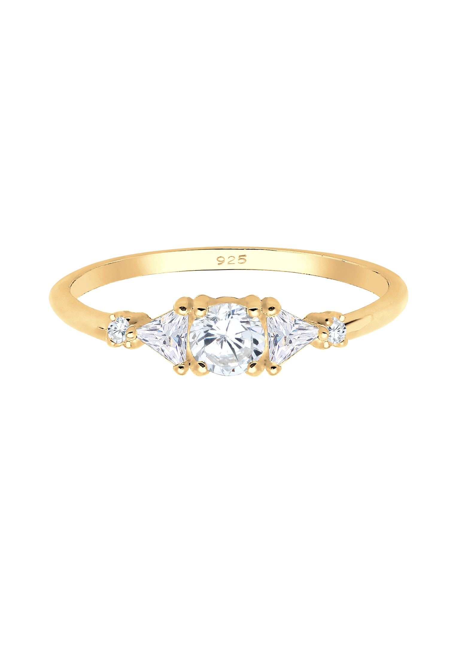 Elli Premium Trauring »Ring Verlobung Zirkonia Dreieck Funkelnd 925 Silber«