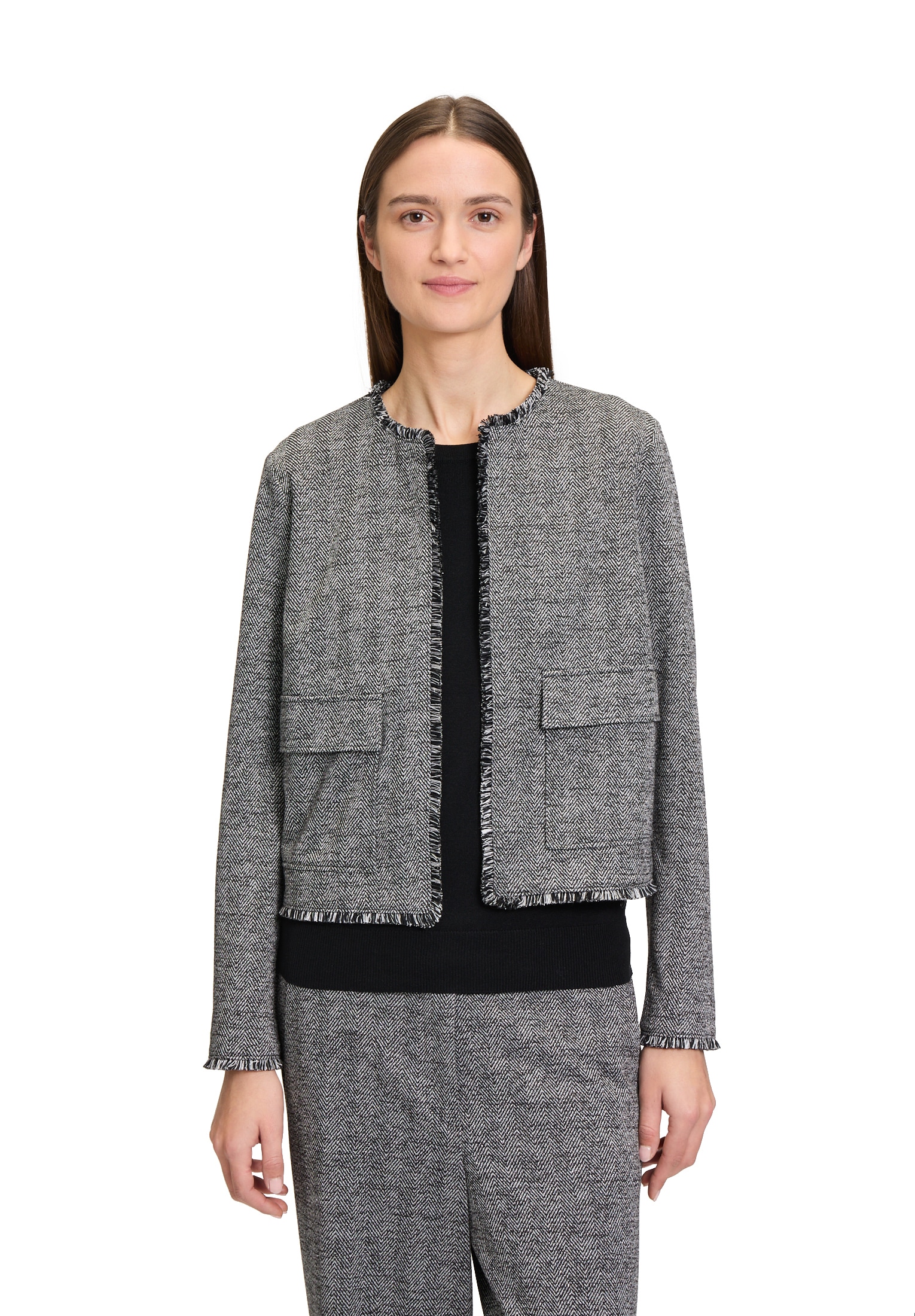 Betty&Co Jerseyblazer »Jerseyjacke mit Fransen«