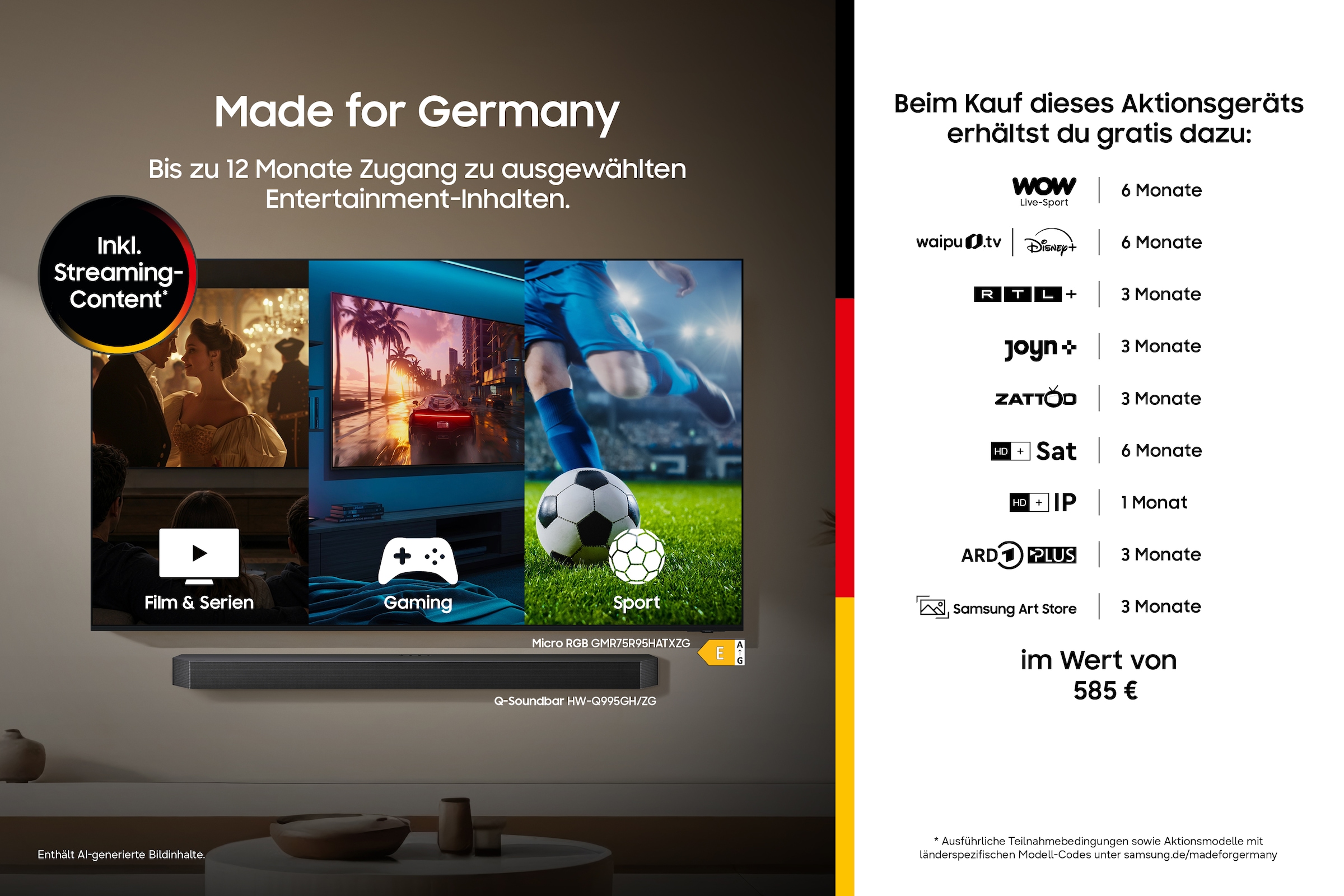 Samsung LCD-LED Fernseher »GMR75R85HAU« 189 cm/75 ″ Smart-TV Micro RGB, 100% BT.2020 Farbraum, Motion Xcelerator 144Hz, Dolby Atmos