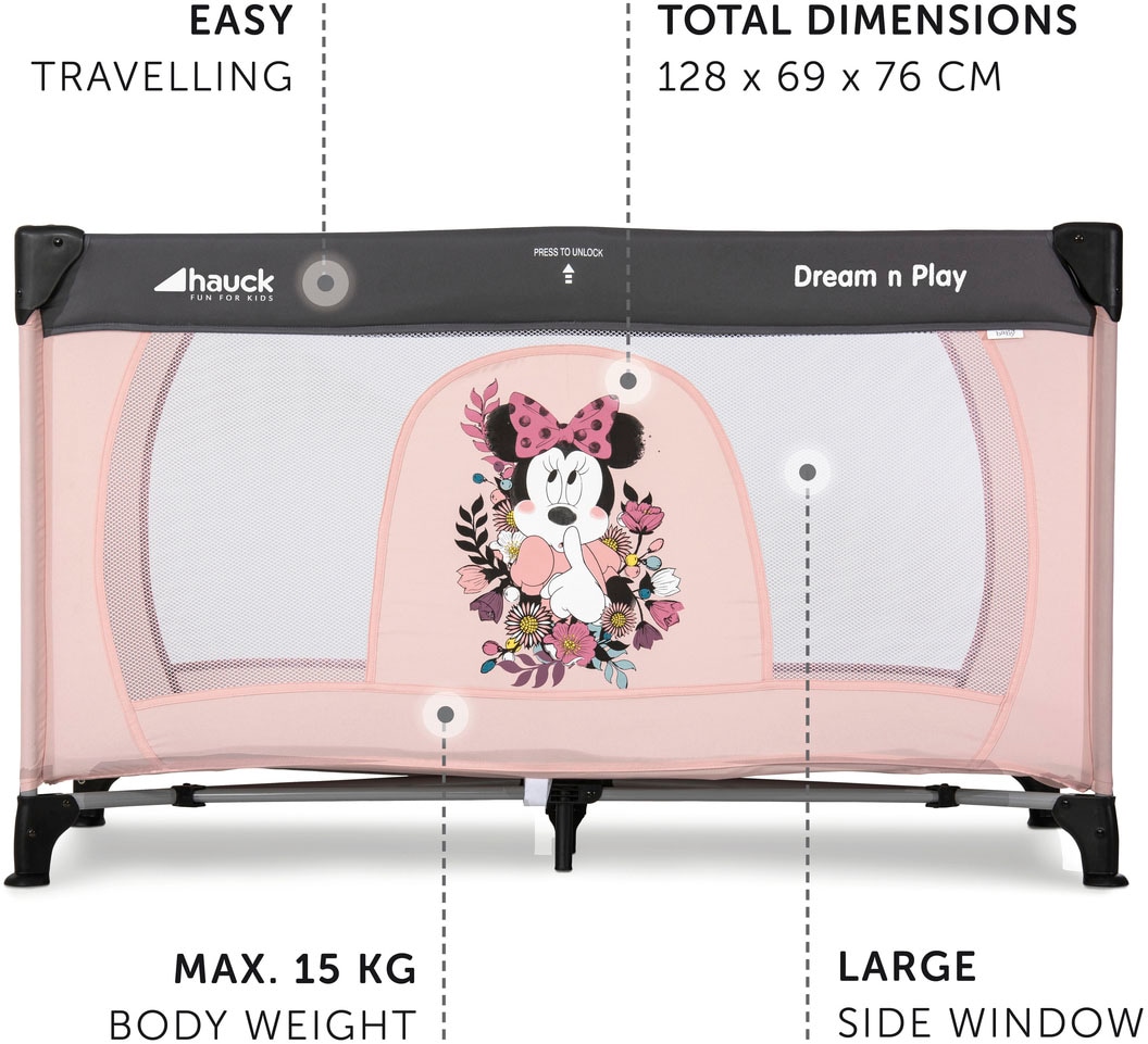 Hauck Baby-Reisebett »Dream N Play - Minnie Sweetheart«, inkl. Transporttasche