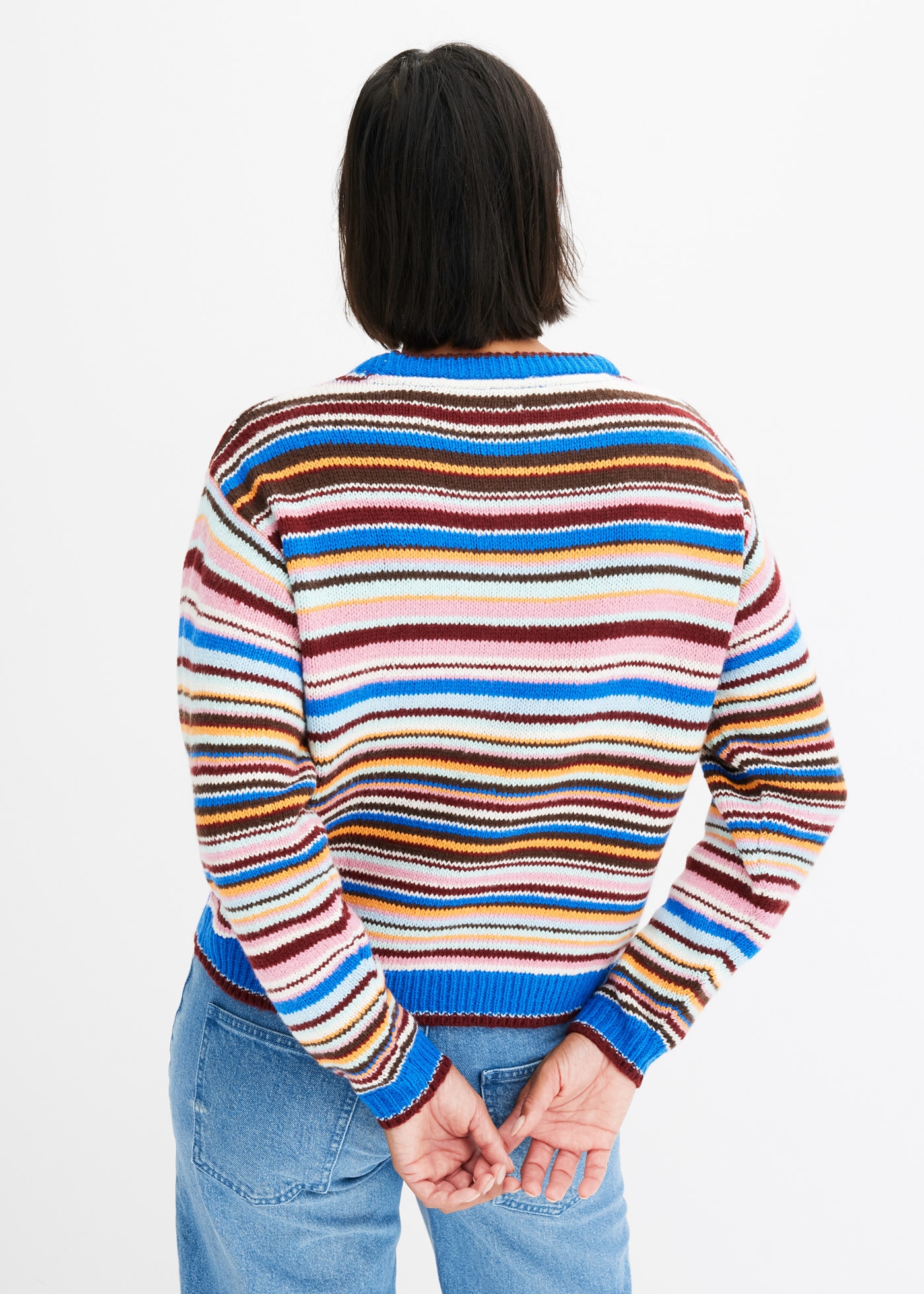 bonprix Strickpullover aus Polyacryl, gestreiftes Design, Oversize Passform
