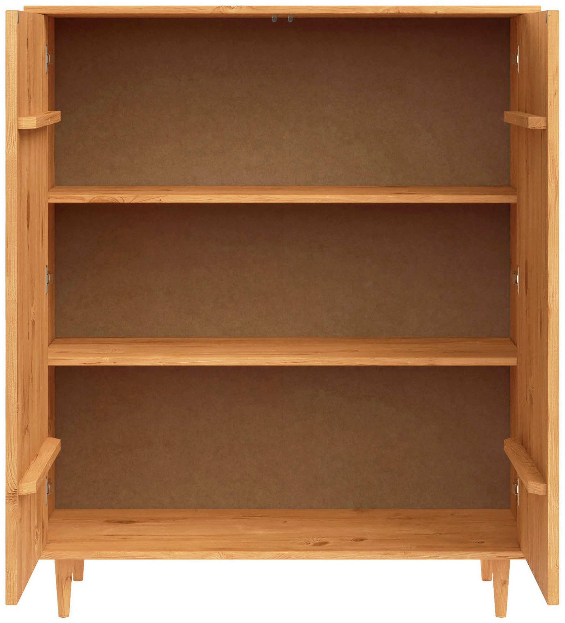 OTTO home Highboard »Malmedy Front mit gefrästen Rillen« Kommode Midischrank aus massivem Kiefernholz, Push-to-open, B 100 cm