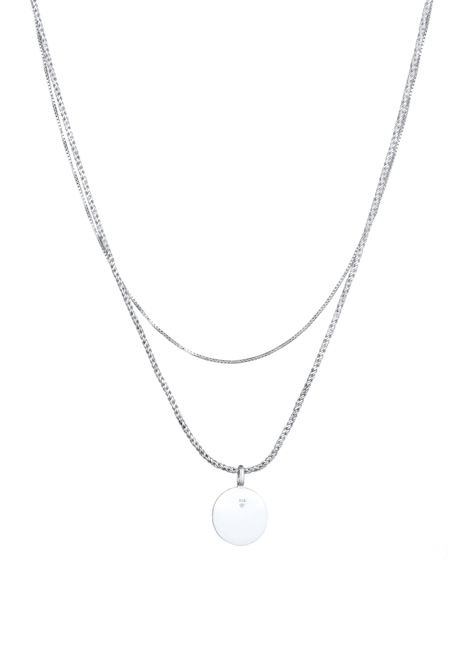 Kuzzoi Kette mit Anhänger »Halskette Herren Layer Kordel Plättchen 925 Silber«