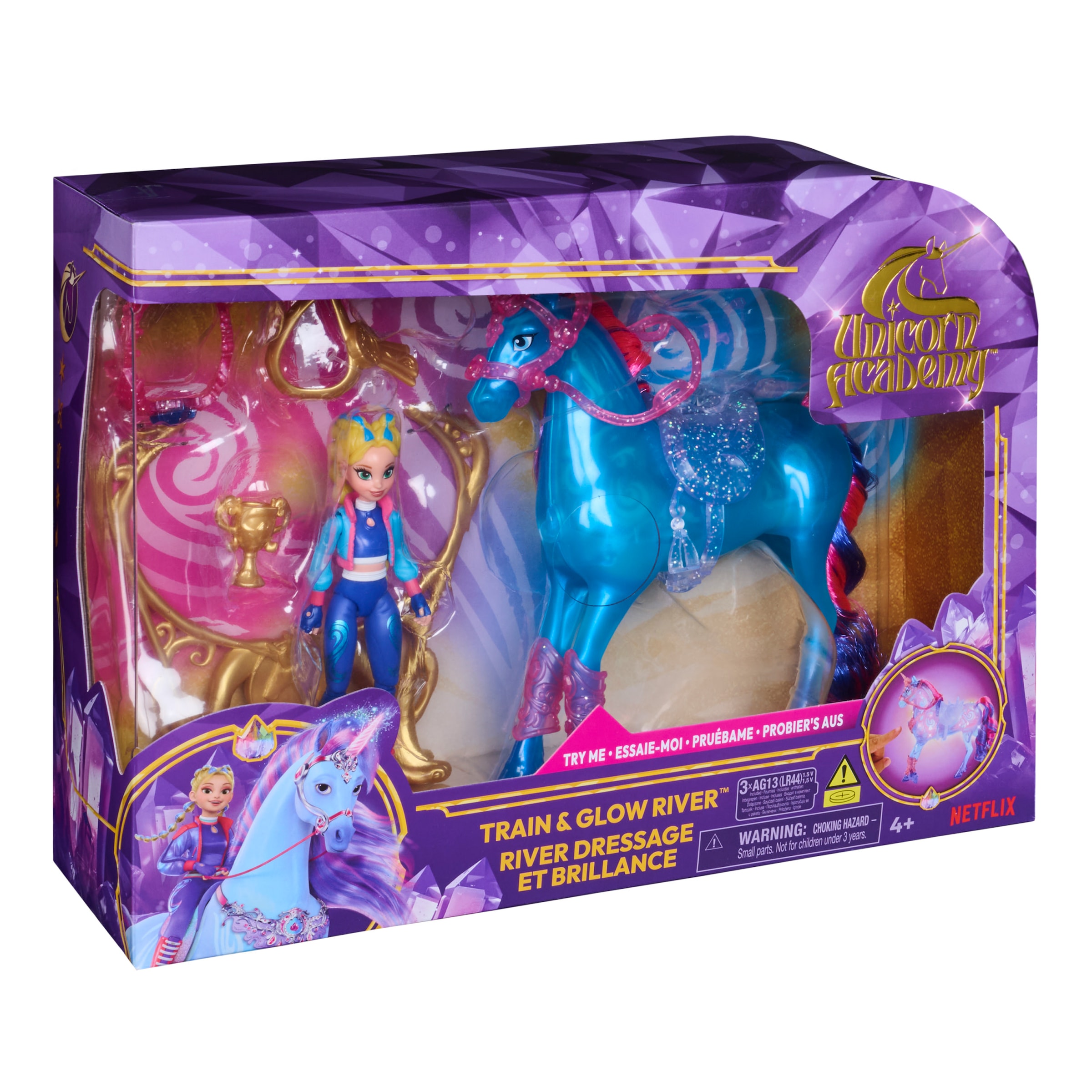 Spin Master Anziehpuppe »Unicorn Academy - Train and Glow River« mit Leuchtfunktionen