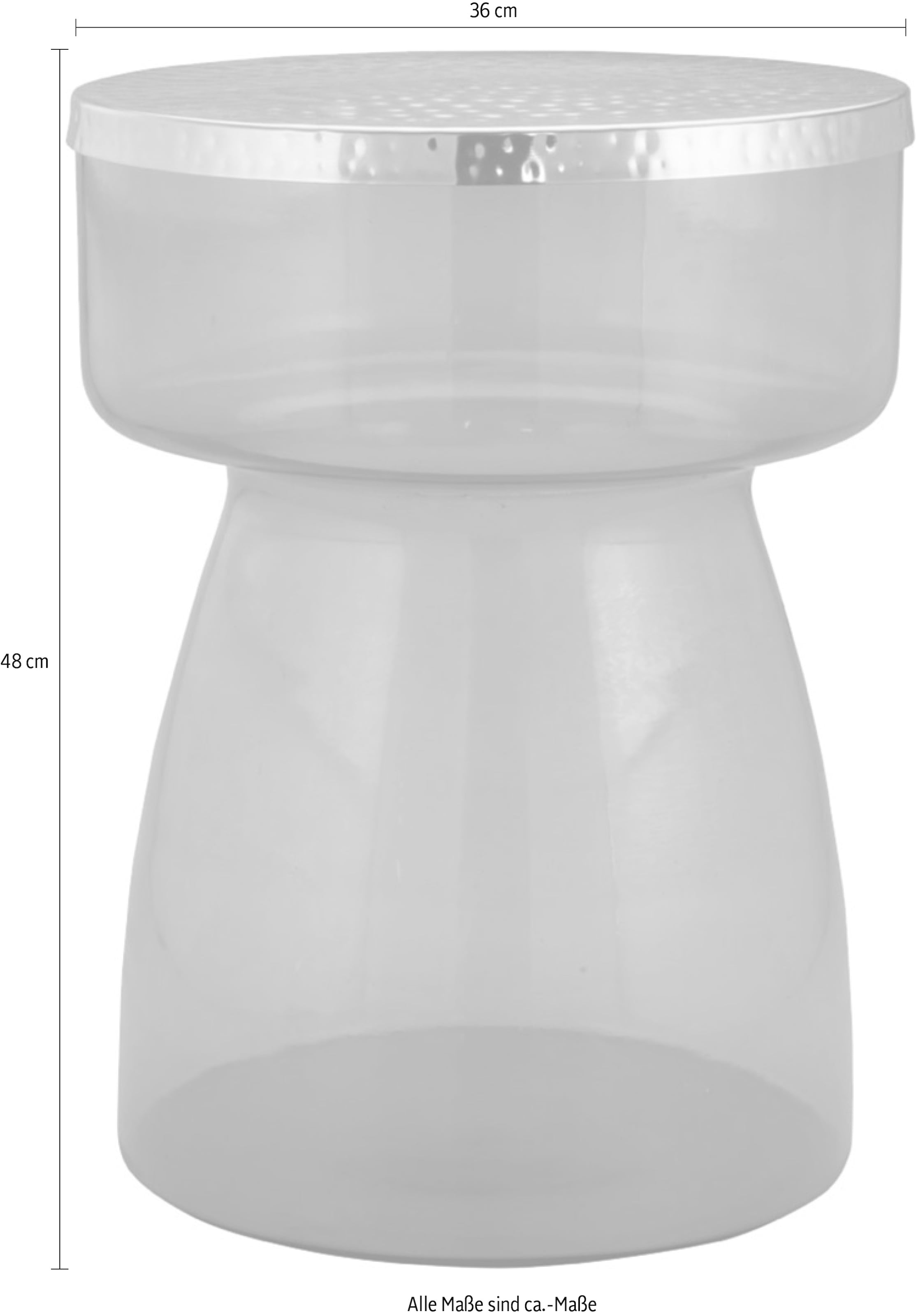 Kayoom Beistelltisch »Roman 125, mundgeblasener Glaskorpus« 1 Stk. tlg. mundgeblasener Glaskorpus, Retro-Design, goldene Metall-Tischplatte