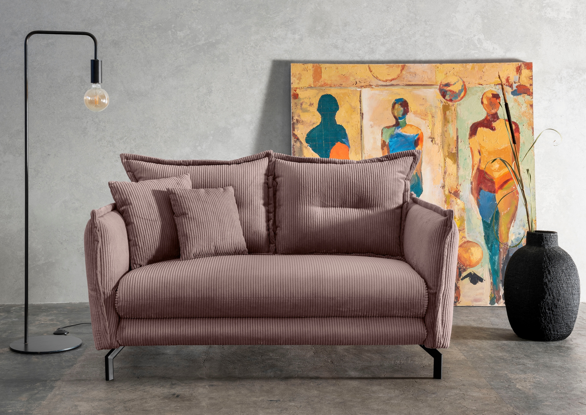Home affaire Ecksofa »Lazio modern und bequem, schmale Armlehnen, tolle Detailverarbeitung« zwei verschiedene Fußfarben wählbar