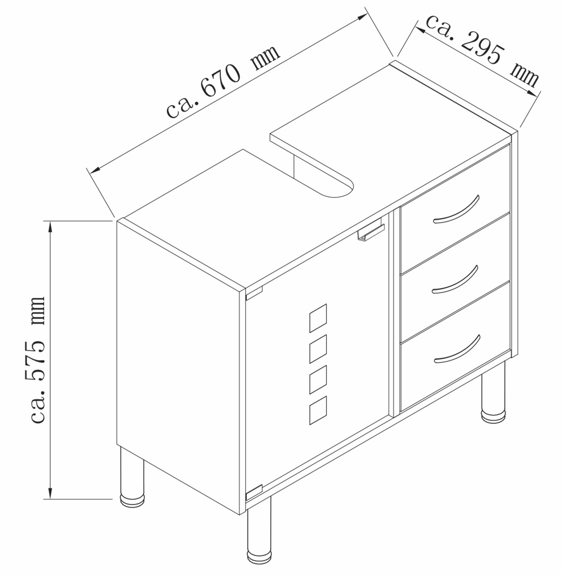 VCM Waschbeckenschrank »Holz Badmöbel Badunterschrank Darola Schublade«