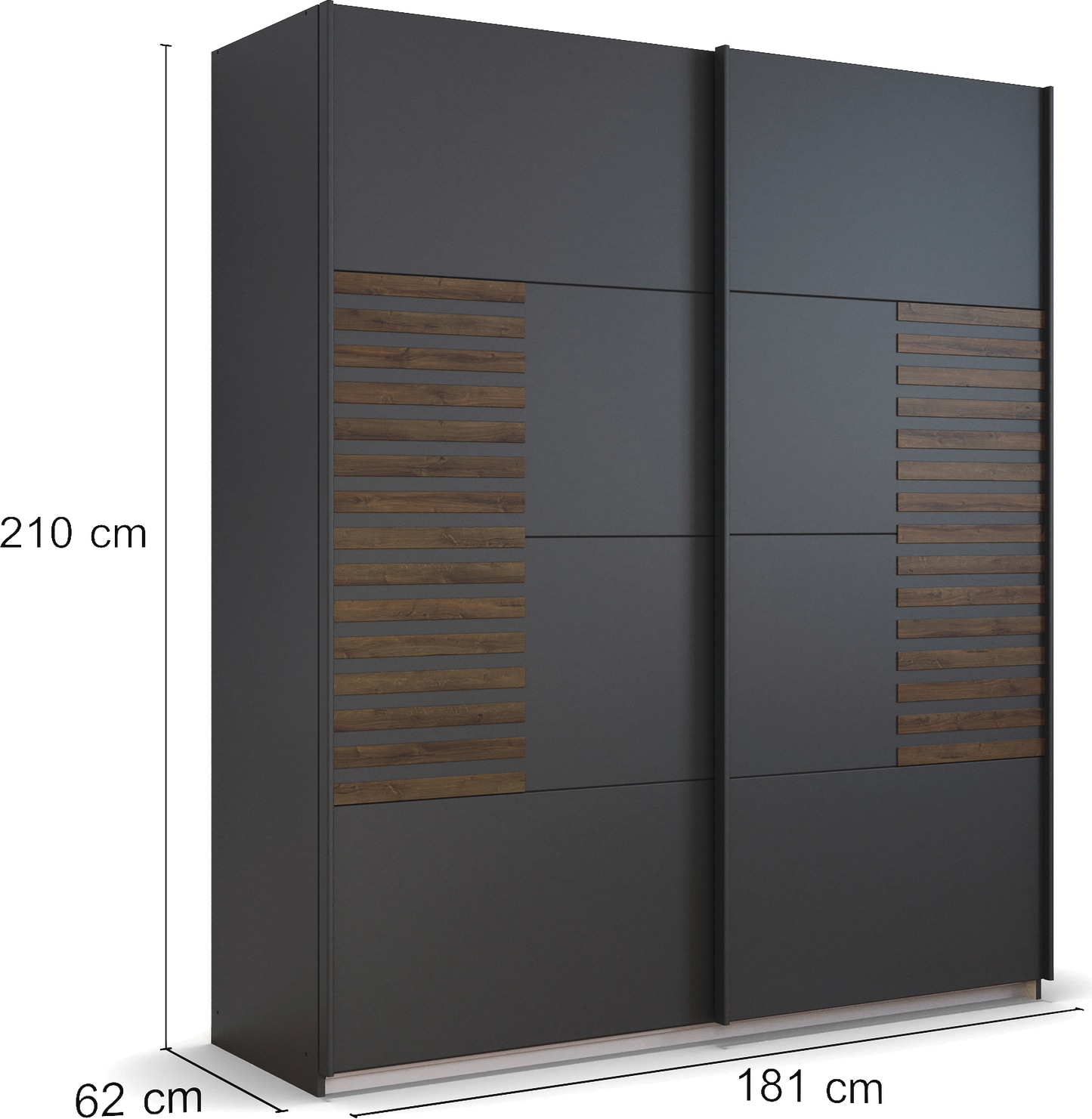 rauch Schwebetürenschrank »Kleiderschrank Schrank Garderobe Schlafzimmerschrank BAREA«, Front mit Auflage in moderner Lamellen-Optik MADE IN GERMANY