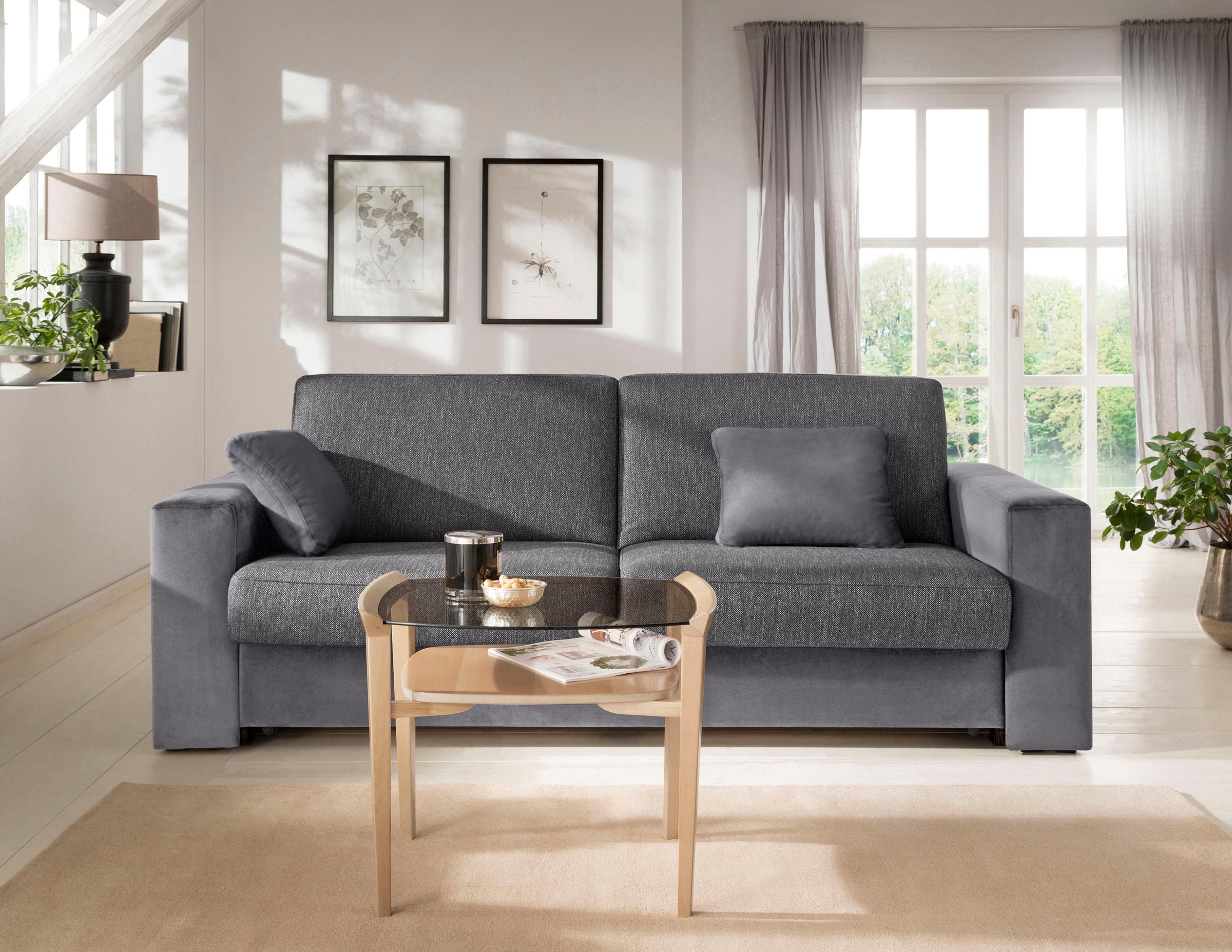 Home affaire Schlafsofa »Roma Matratzenhöhe 14 cm«, Dauerschlaffunktion, mit Unterfederung, Lattenrost, Matratze