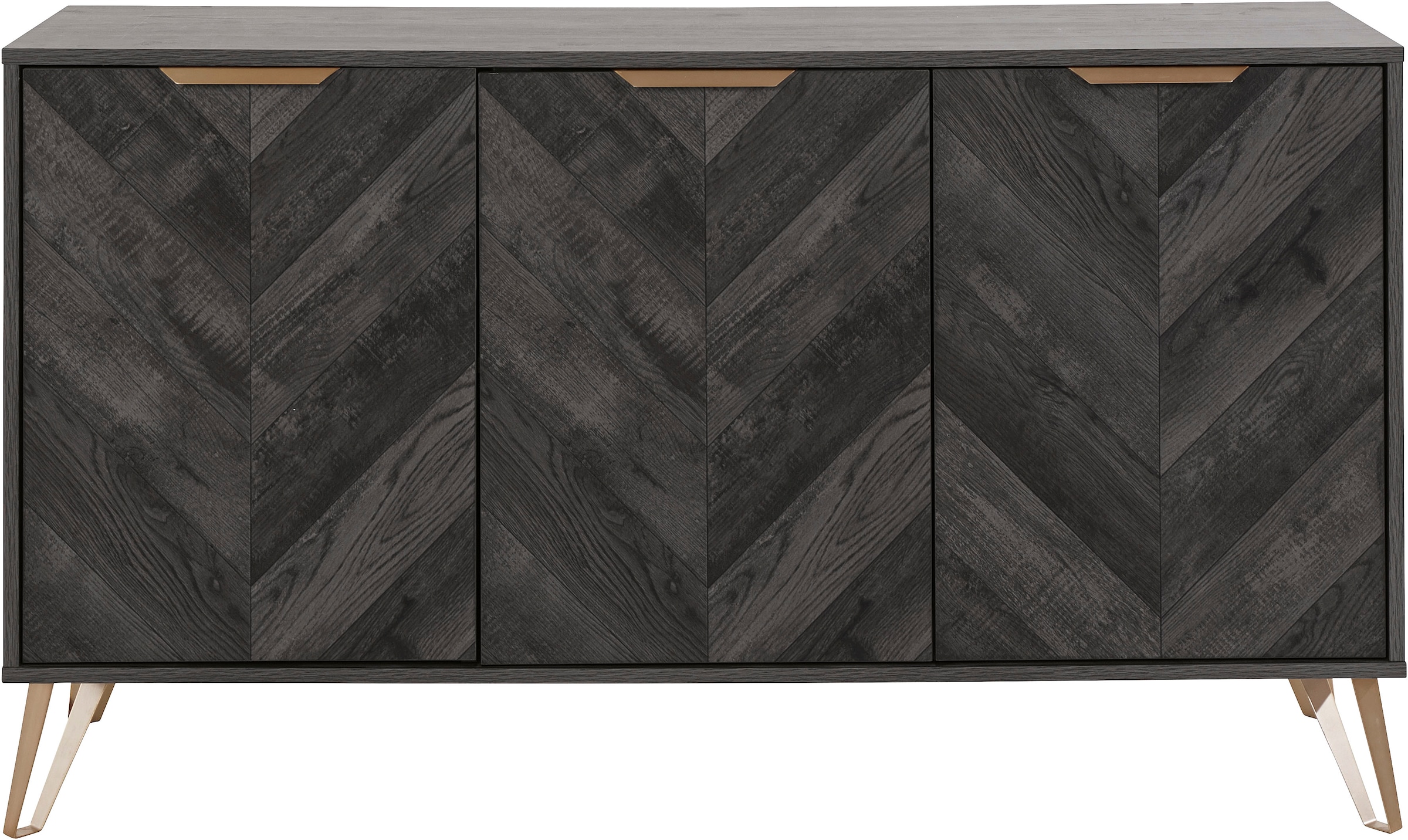 Leonique Sideboard »Nanterie«, aus einer edlen Holzoptik, exklusives Fischgrätenmuster, Breite 133 cm