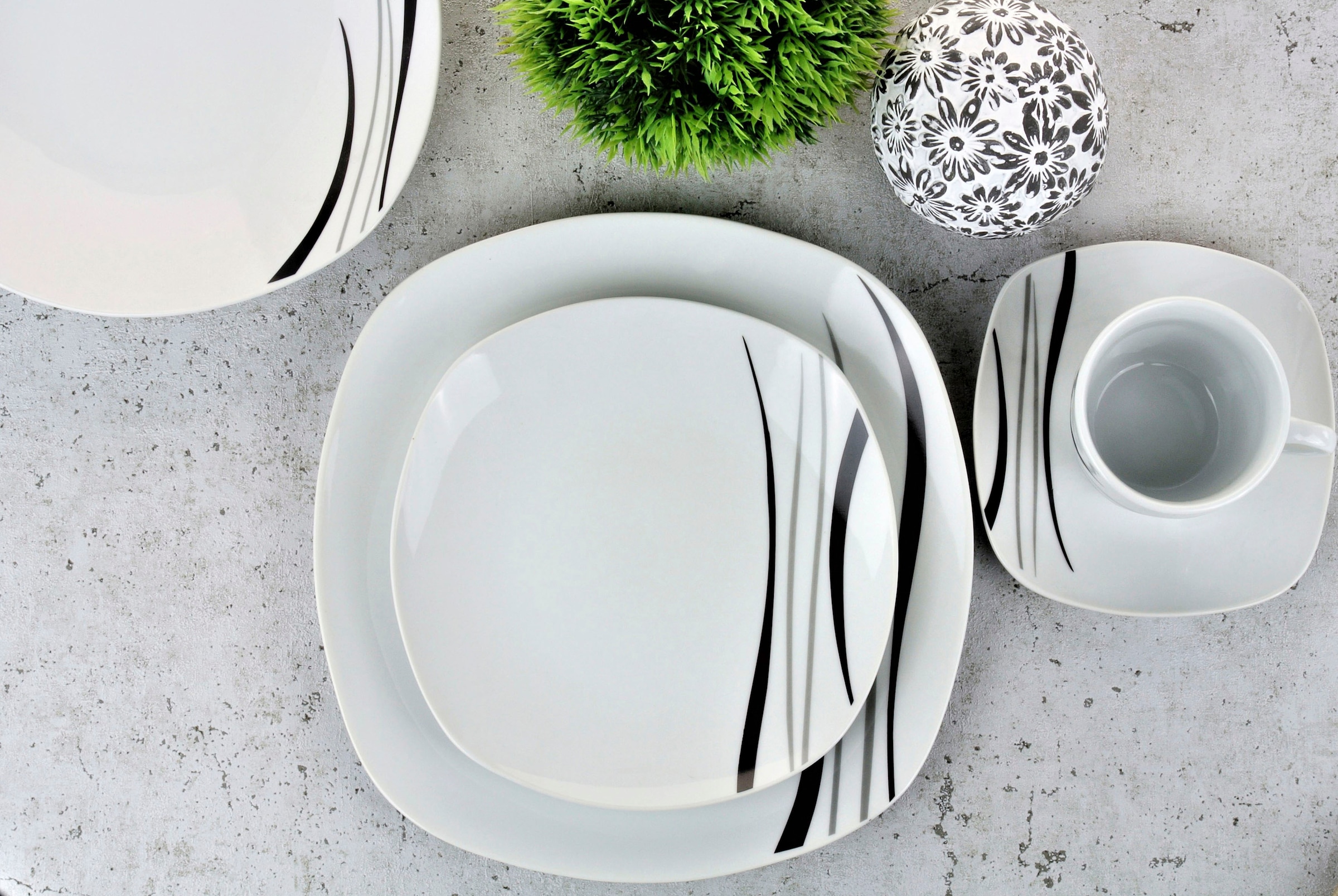 Retsch Arzberg Kombiservice »Geschirr-Set, Service Cosmos« farbige Elemente in grau und schwarz, 30 Teile, für 6 Personen