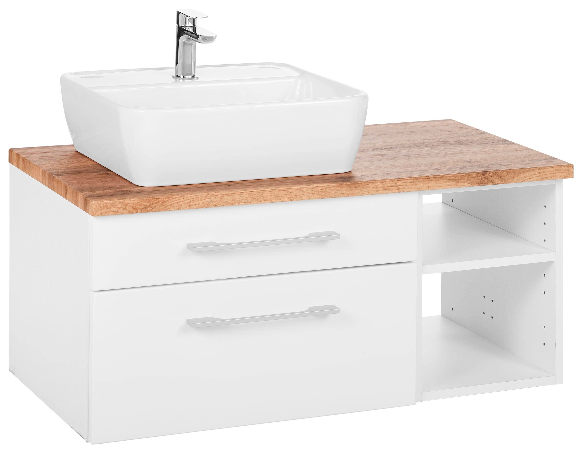 welltime Waschbeckenunterschrank "Davos" Badmöbel, Waschtisch inkl. Waschbecken, Breite 90 cm