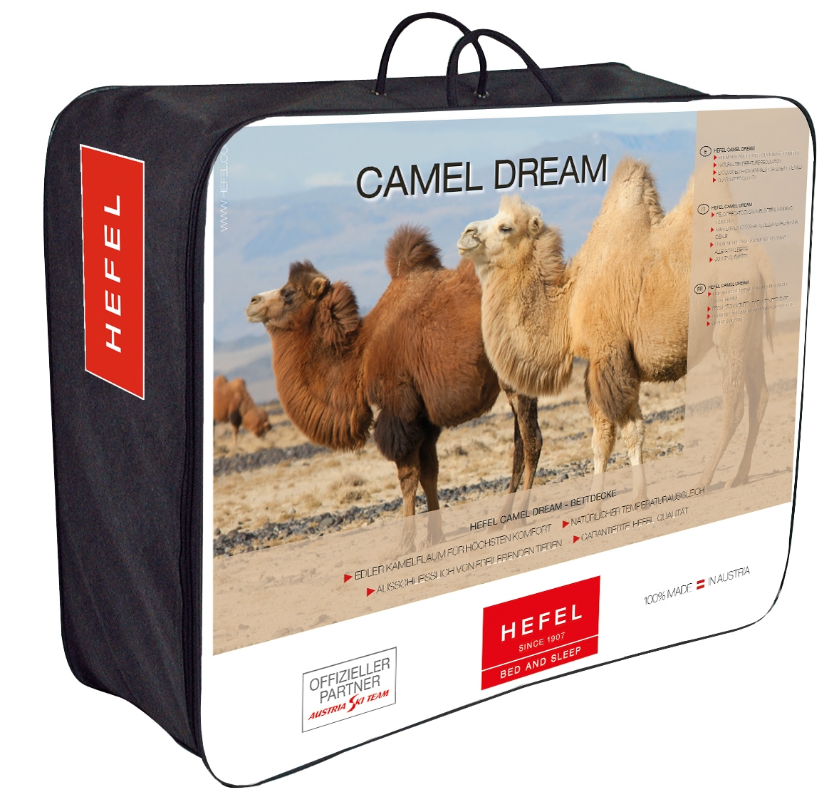 Hefel Einziehdecke »Camel Dream«, extrawarm, Füllung 100% HEFEL-Camelflaum, Bezug 100% Baumwoll-Edelsatin, (1 St.), perfektes Komfortklima