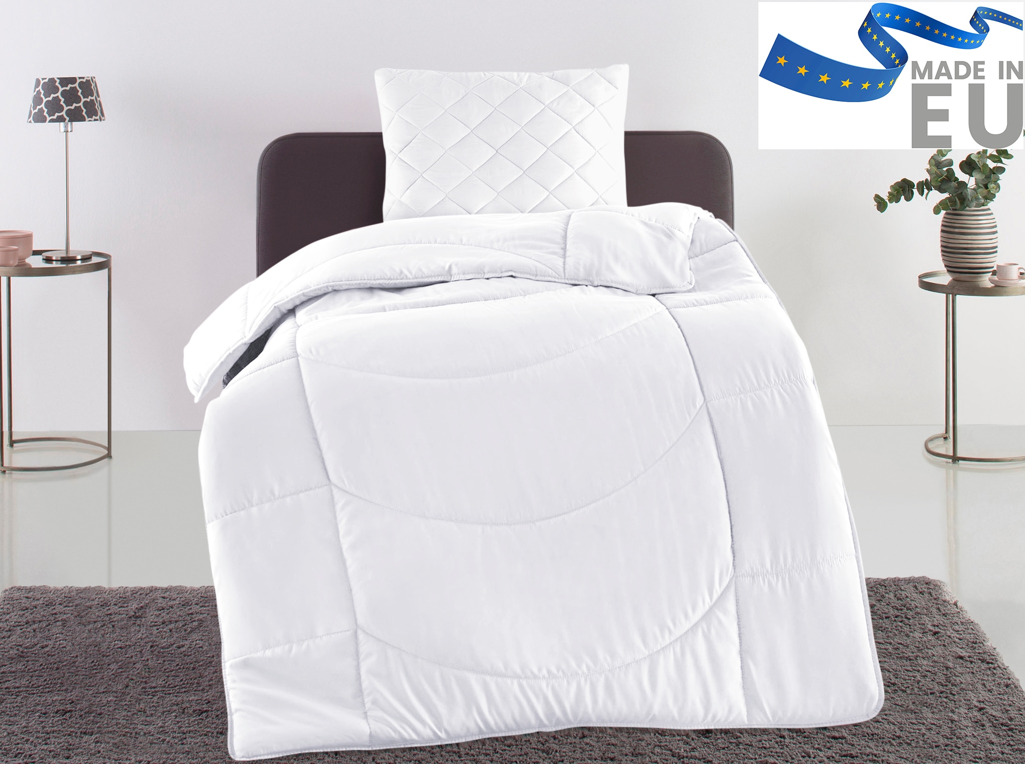 OTTO home Steppbett + Kopfkissen "Microlux, Bettdecke 135x200 cm, 155x220 cm" Set mit Kissen 40x80 cm, 80x80 cm, Sommer, Herbst, Winter in 4 Farben