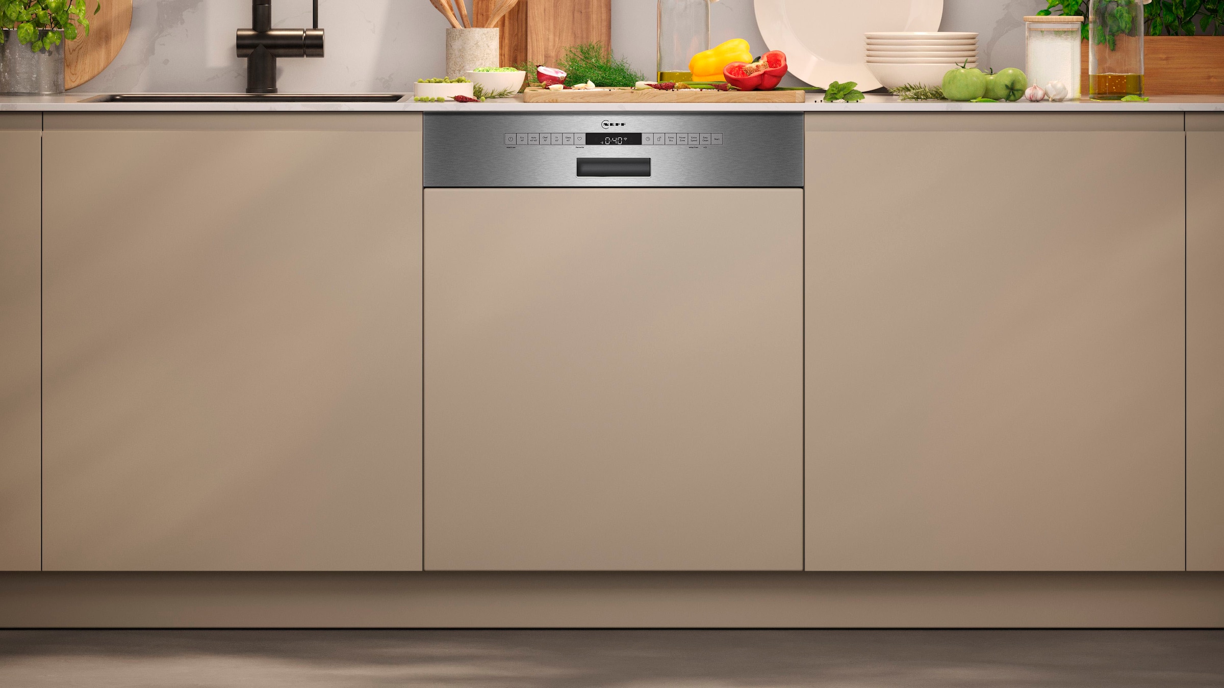 NEFF teilintegrierbarer Geschirrspüler N 50 »S145ECS01E«, 14 Maßgedecke, Besteckschublade für einfaches Beladen