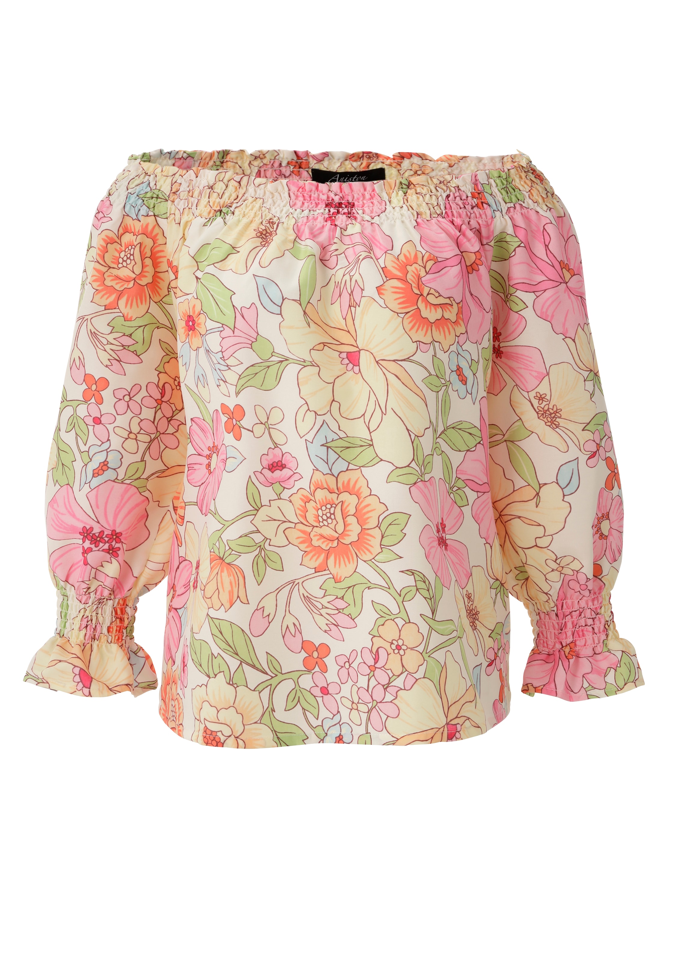 Aniston CASUAL Schlupfbluse mit großflächigem, pastellfarbenen Blumendruck - NEUE KOLLEKTION