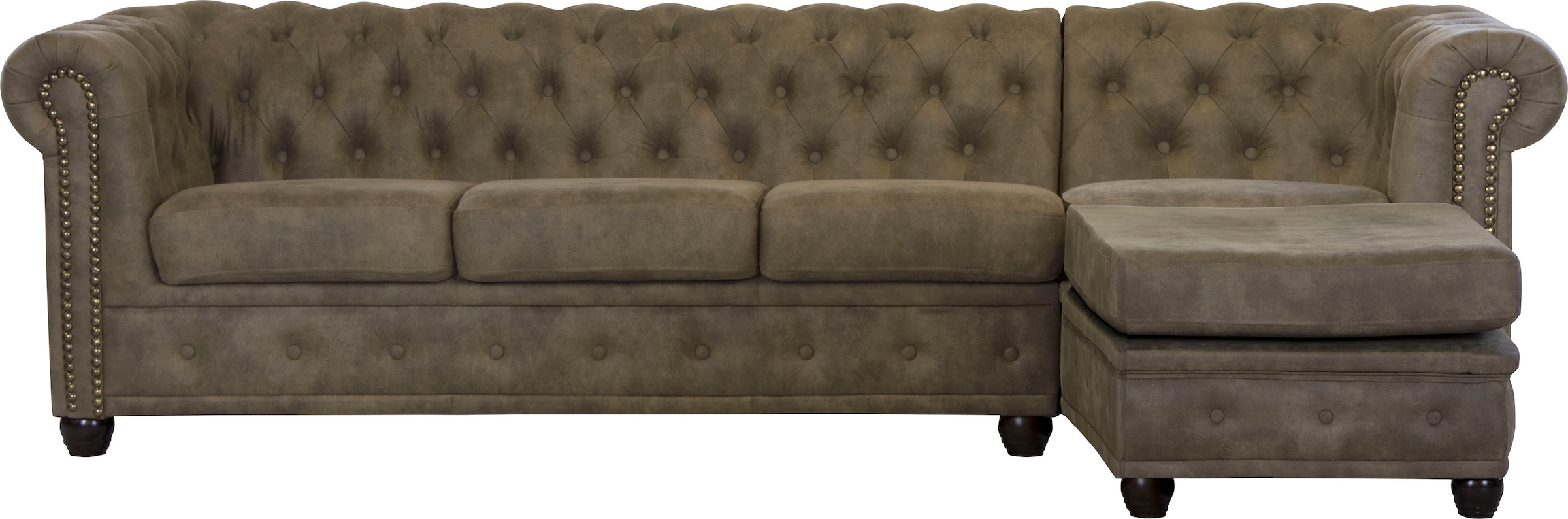 Home affaire Chesterfield-Sofa »Rysum L-Form«, Chesterfield-Optik mit Ottomanen-Abschluß