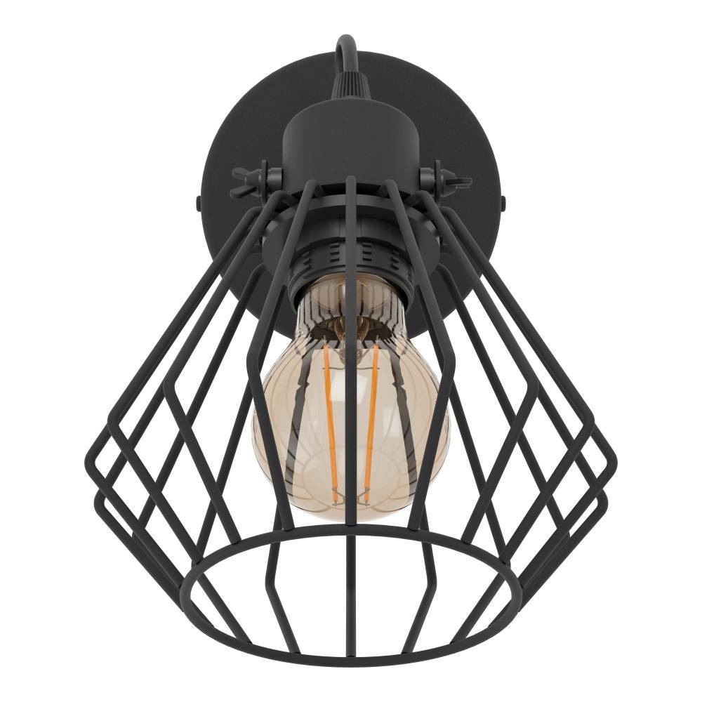 EGLO Deckenspot »TABILLANO Wandlampe, Flurlampe, Wohnzimmerlampe, Metall, schwarz, E27«, 1 flammig, Leuchtmittel E27 | ohne Leuchtmittel, Wandleuchte, Vintage, Industrial, modern, Drahtgestell, 11cm
