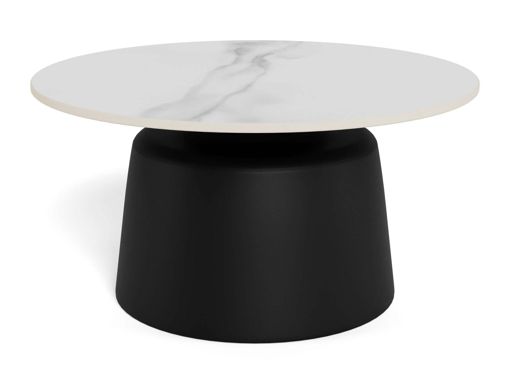 ACTONA GROUP Couchtisch »Santorini Kaffetisch - modern & stilvoll mit langlebiger Keramikplatte« Weiße Keramik, schwarzes Stahlgestell, langlebig. Ø: 70 cm