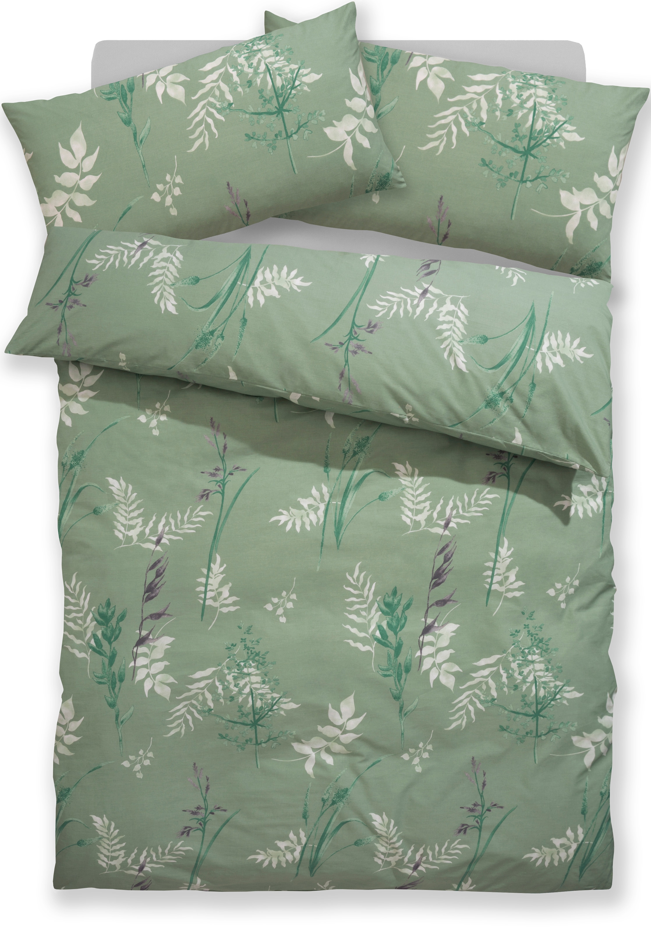 BIERBAUM Bettwäsche »Hellena« 2 Stk. tlg. in Gr. 135x200 oder 155x220 cm, 100% Baumwolle, Gräser