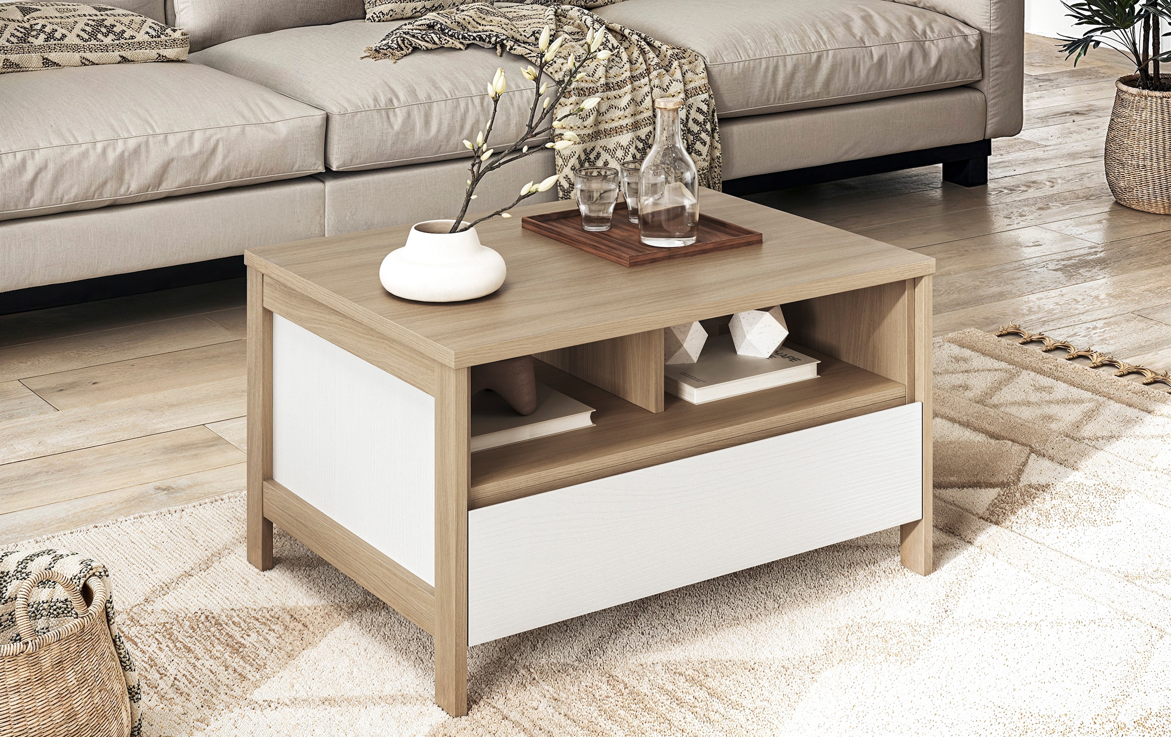 Home affaire Couchtisch »Stranda, Beistelltisch, Wohnzimmertisch, Sofatisch, Tisch« Schubkasten und Ablagefächer, in zwei Farben verfügbar