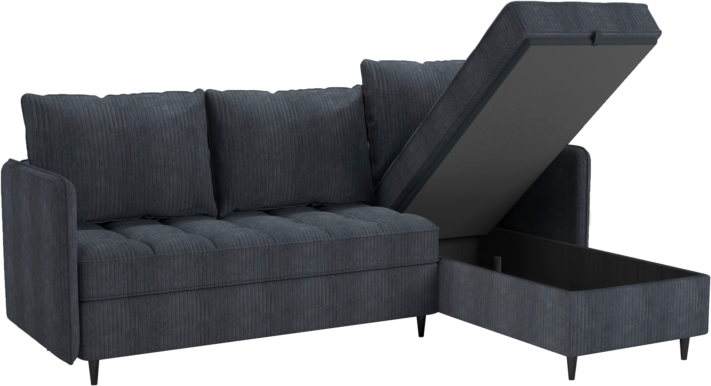 Dorel Home Ecksofa »LINDHUS, L-Form, verschiedene Stellvarianten, Loungesofa, Schlaf-Liege«, Wohnlandschaft, mit Recamiere, großer Bettkasten, Cord, Chenille