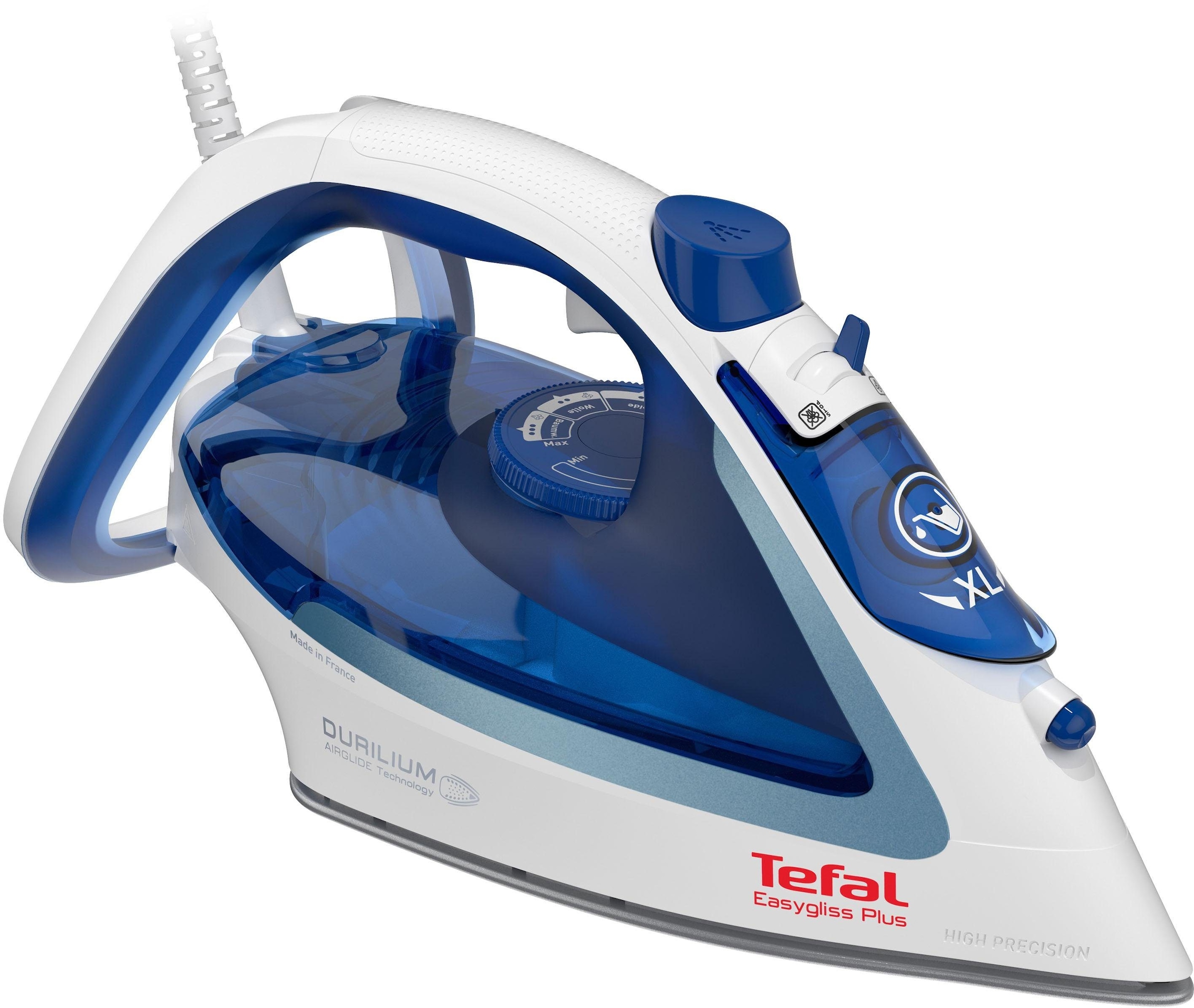 Tefal Easygliss 2 FV5736E0 Bügeleisen Trocken- & Dampfbügeleisen Durilium Airglide Bügelsohle 2500 W Blau, Weiß