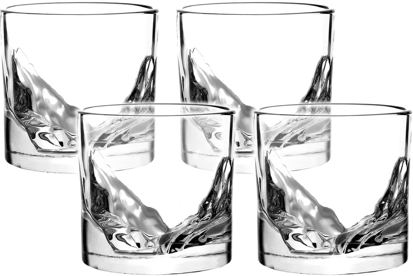 LIITON Whiskyglas »Grand Canyon«, (Set, 4 tlg.), dicker Glasboden als Bergmotiv, 300 ml