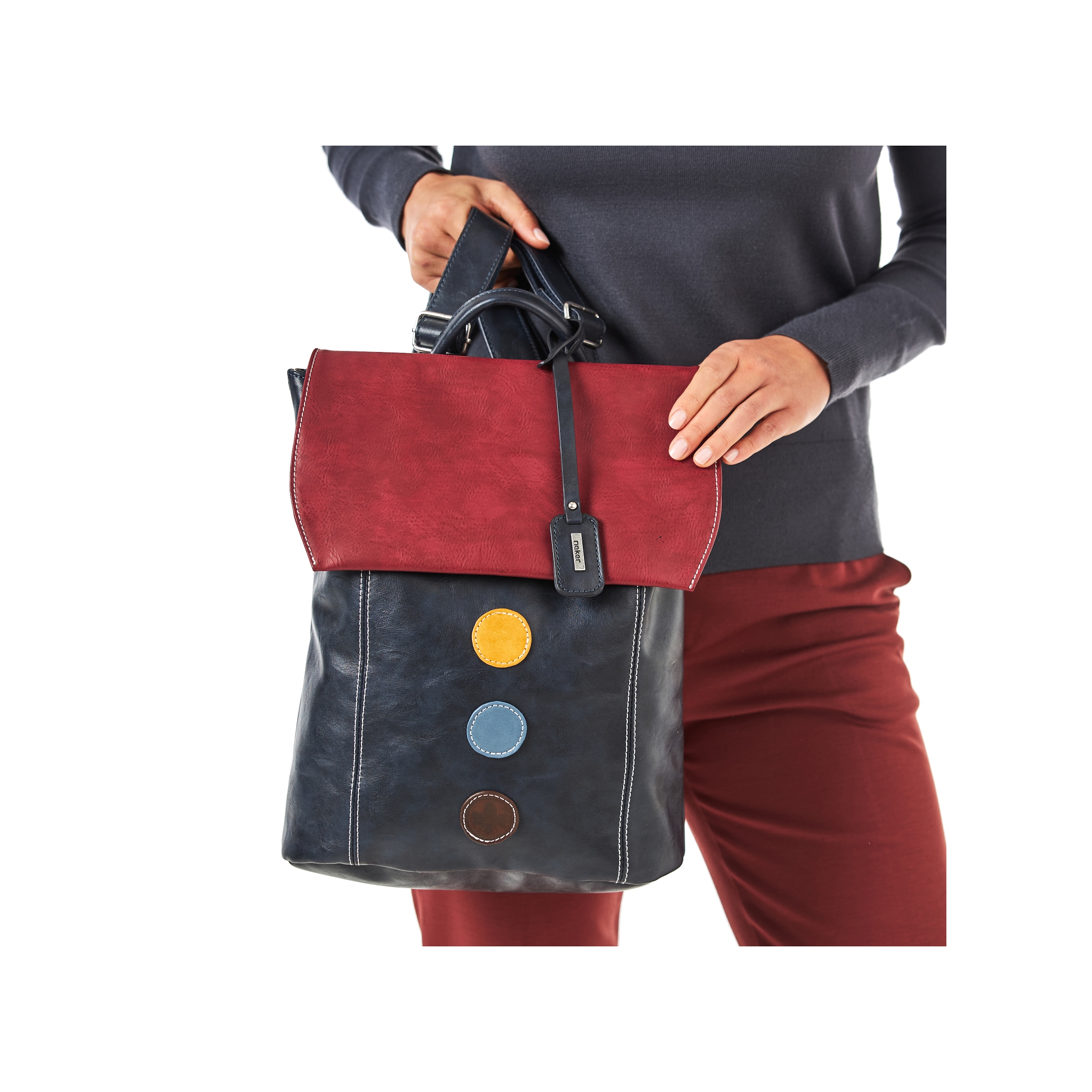 Rieker Cityrucksack, Freizeitrucksack, Shoppingrucksack mit bunten Akzenten