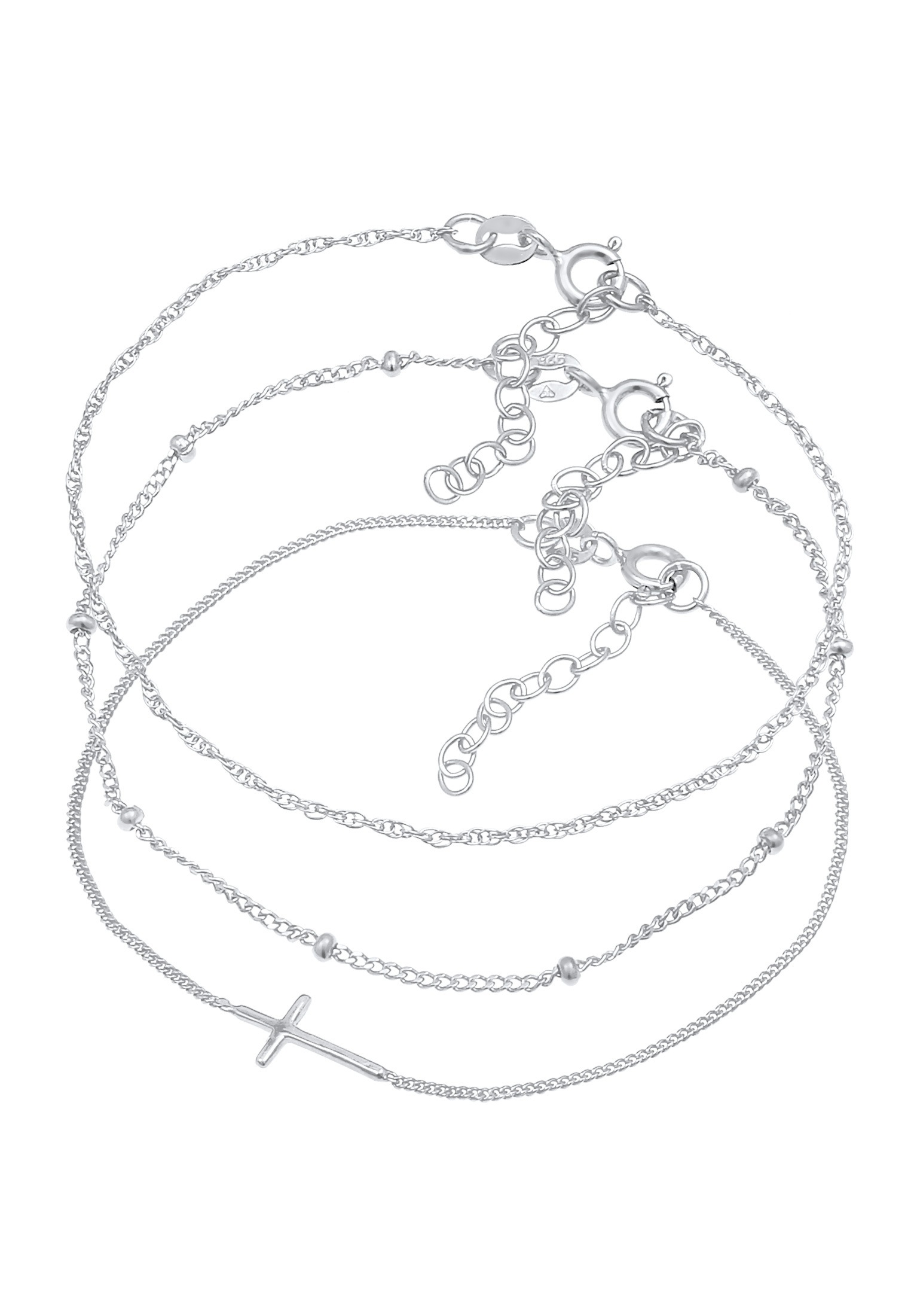 Elli Armketten Set »Armband Gedreht Kugel Kreuz Design (3 tlg.) 925 Silber«